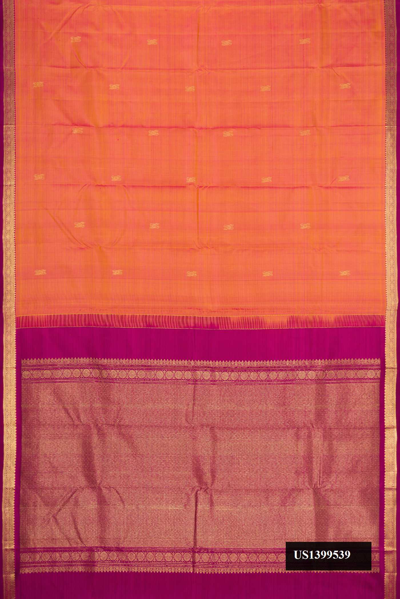 Brick Orange Dual Tone Kanchipuram Silk Saree