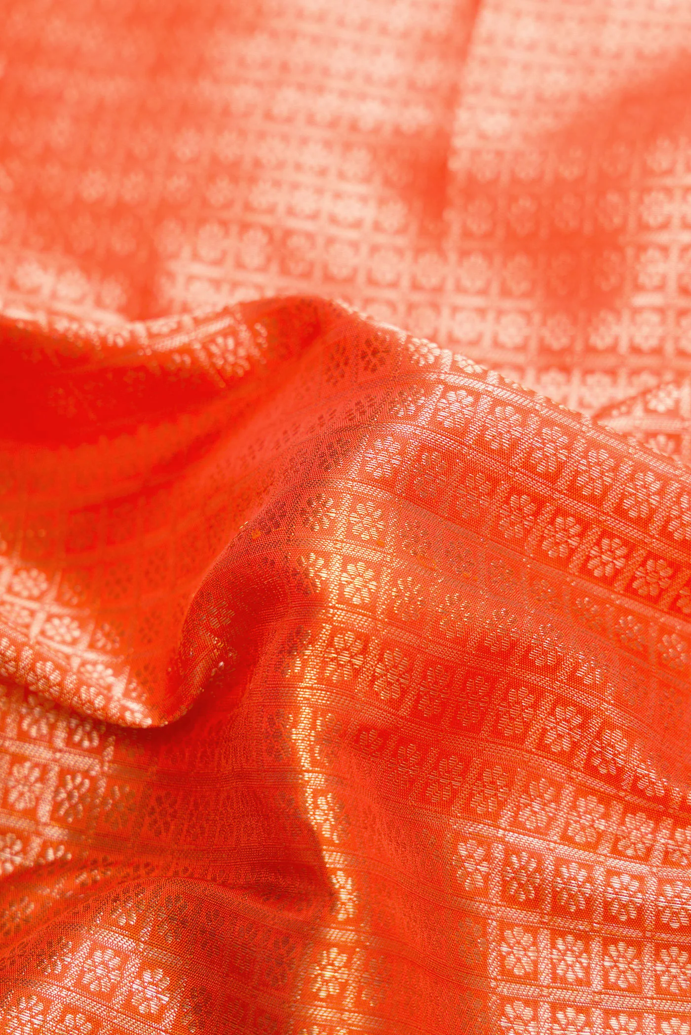 Orange Kanchipuram Silk Saree - Image 2