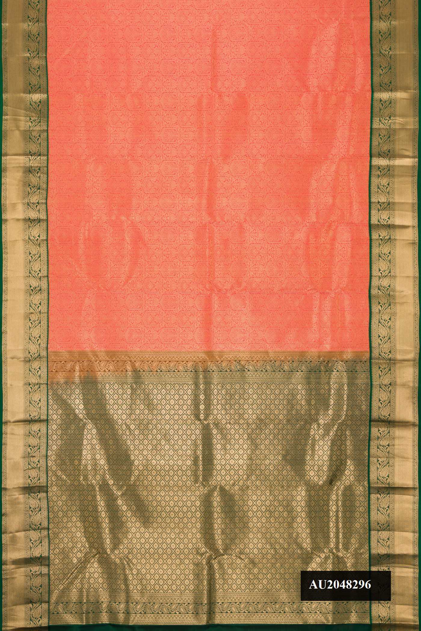 Brick Orange Dual Tone Kanchipuram Silk Saree