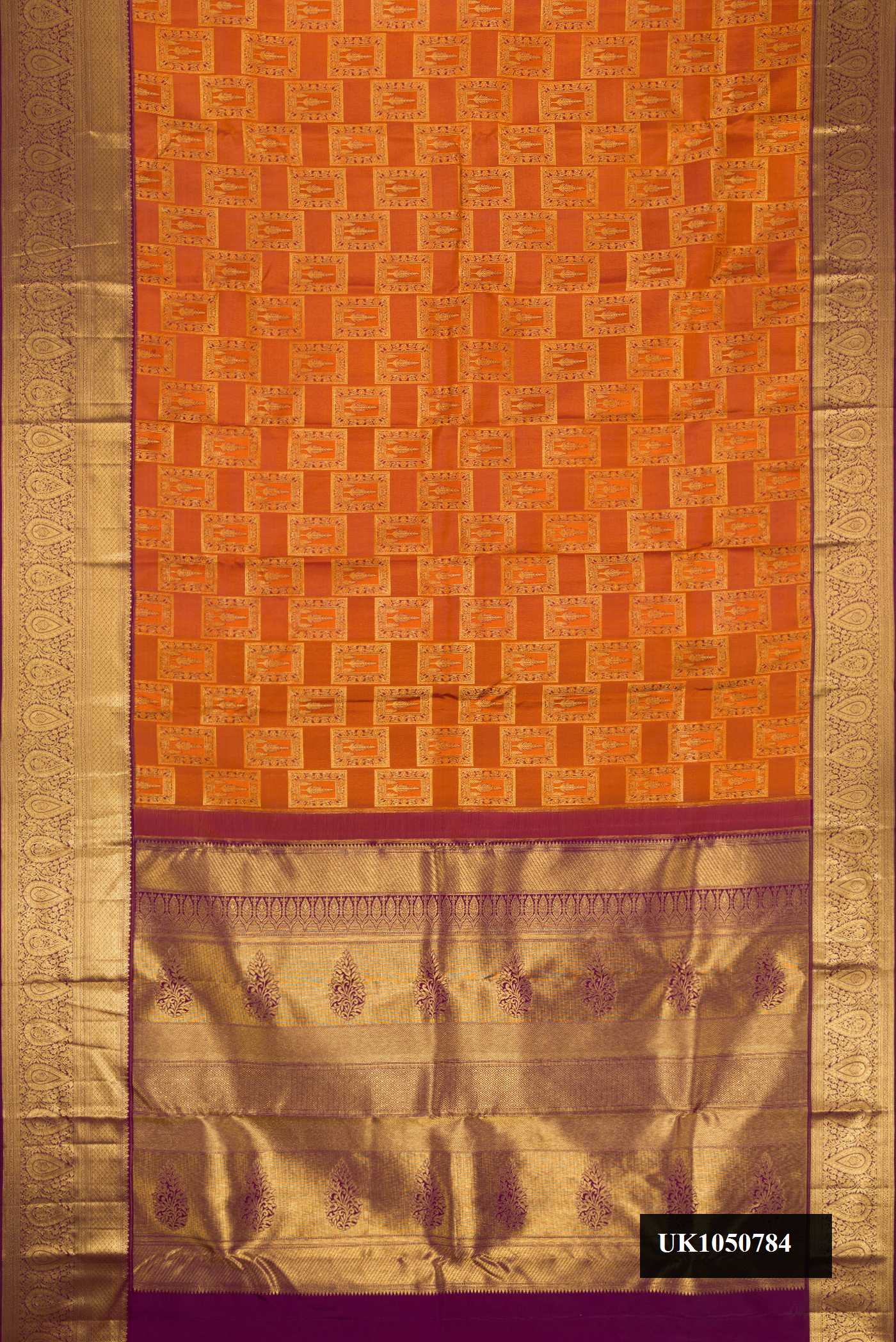 Brick Orange Dual Tone Kanchipuram Silk Saree