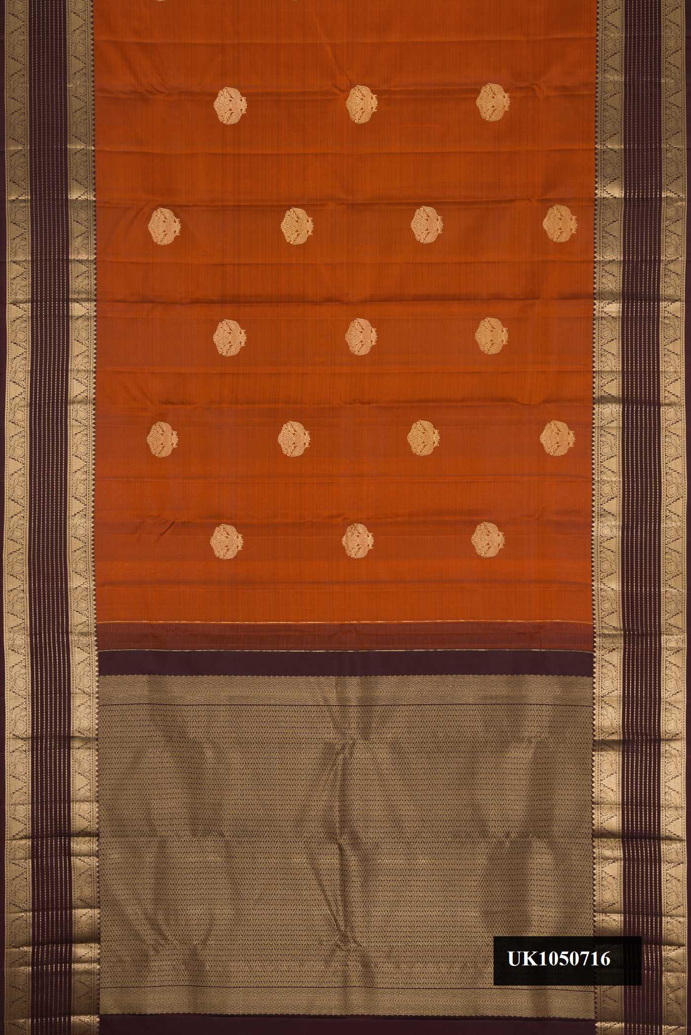 Brick Orange Dual Tone Kanchipuram Silk Saree