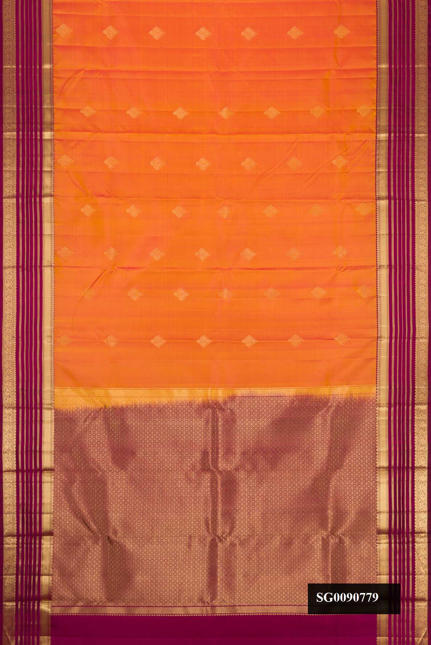 Brick Orange Dual Tone Kanchipuram Silk Saree