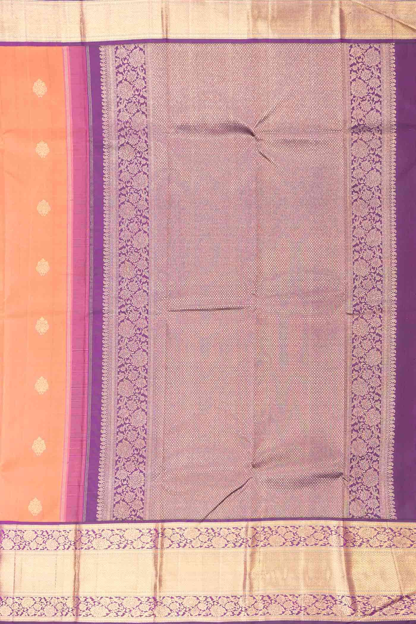 Pure Silk Pure Zari Brick Orange Dual Tone Kanchipuram Saree - Image 5
