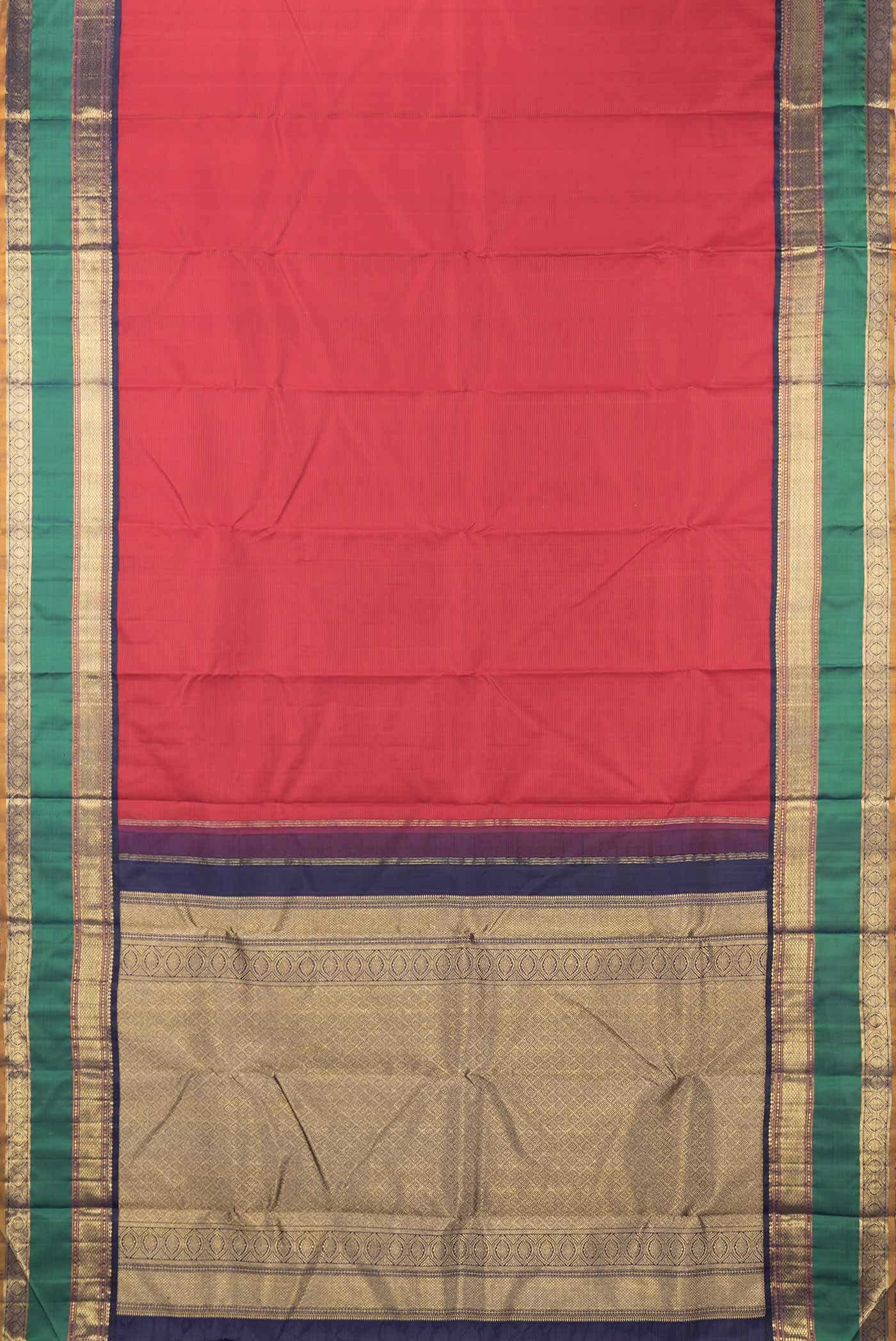 Pure Silk Pure Zari Red Kanjivaram Saree - Image 4