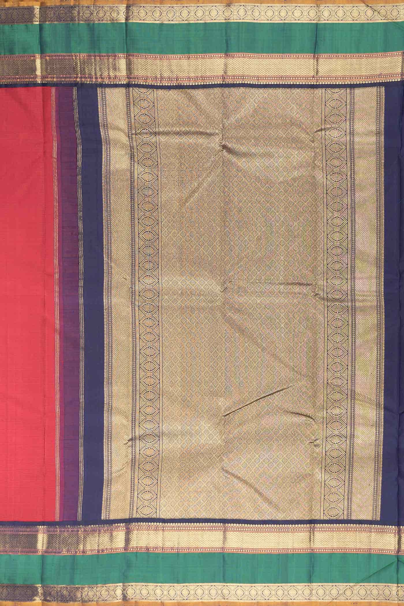 Pure Silk Pure Zari Red Kanjivaram Saree - Image 5