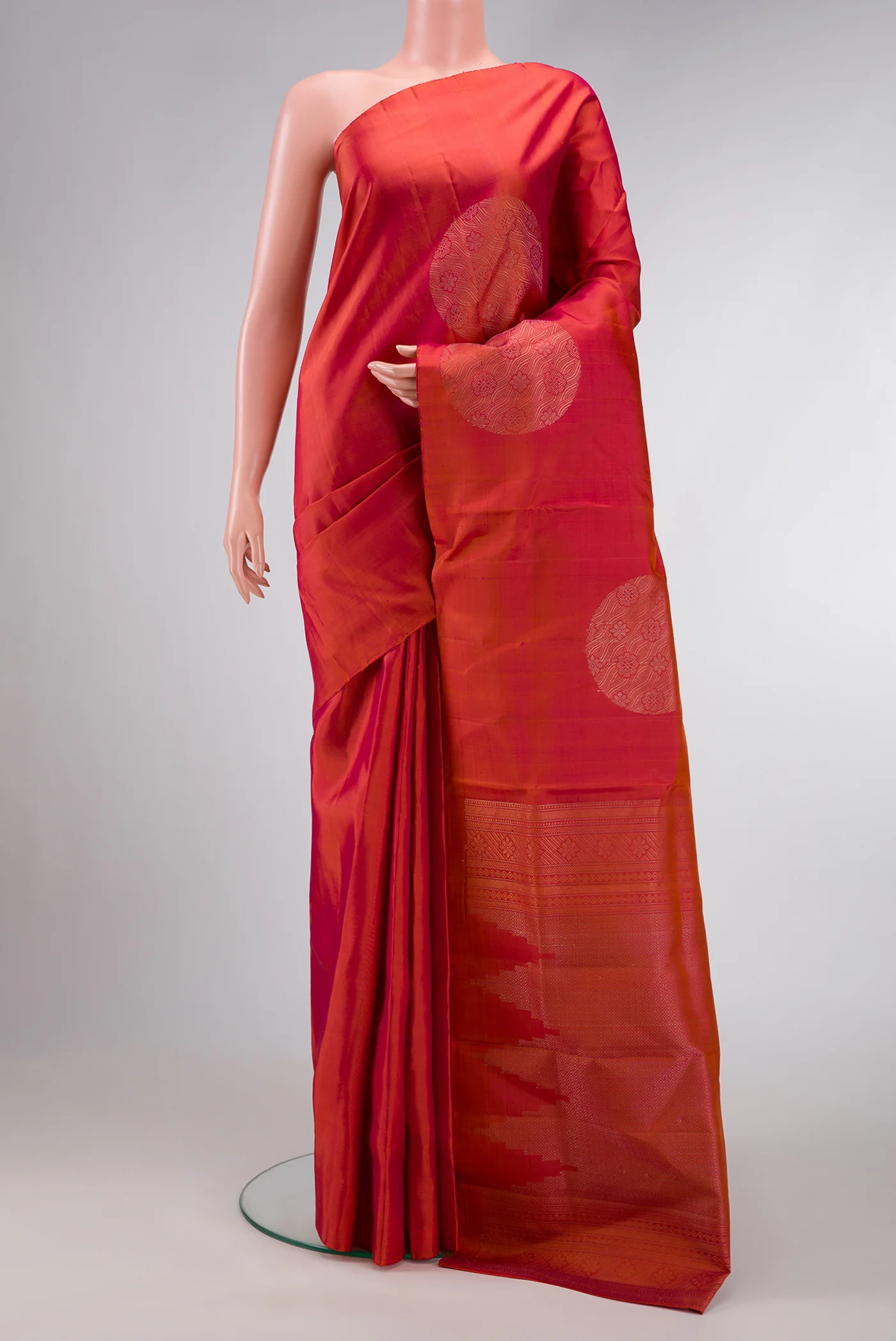 Orange with Pink Color Soft Silk Saree
