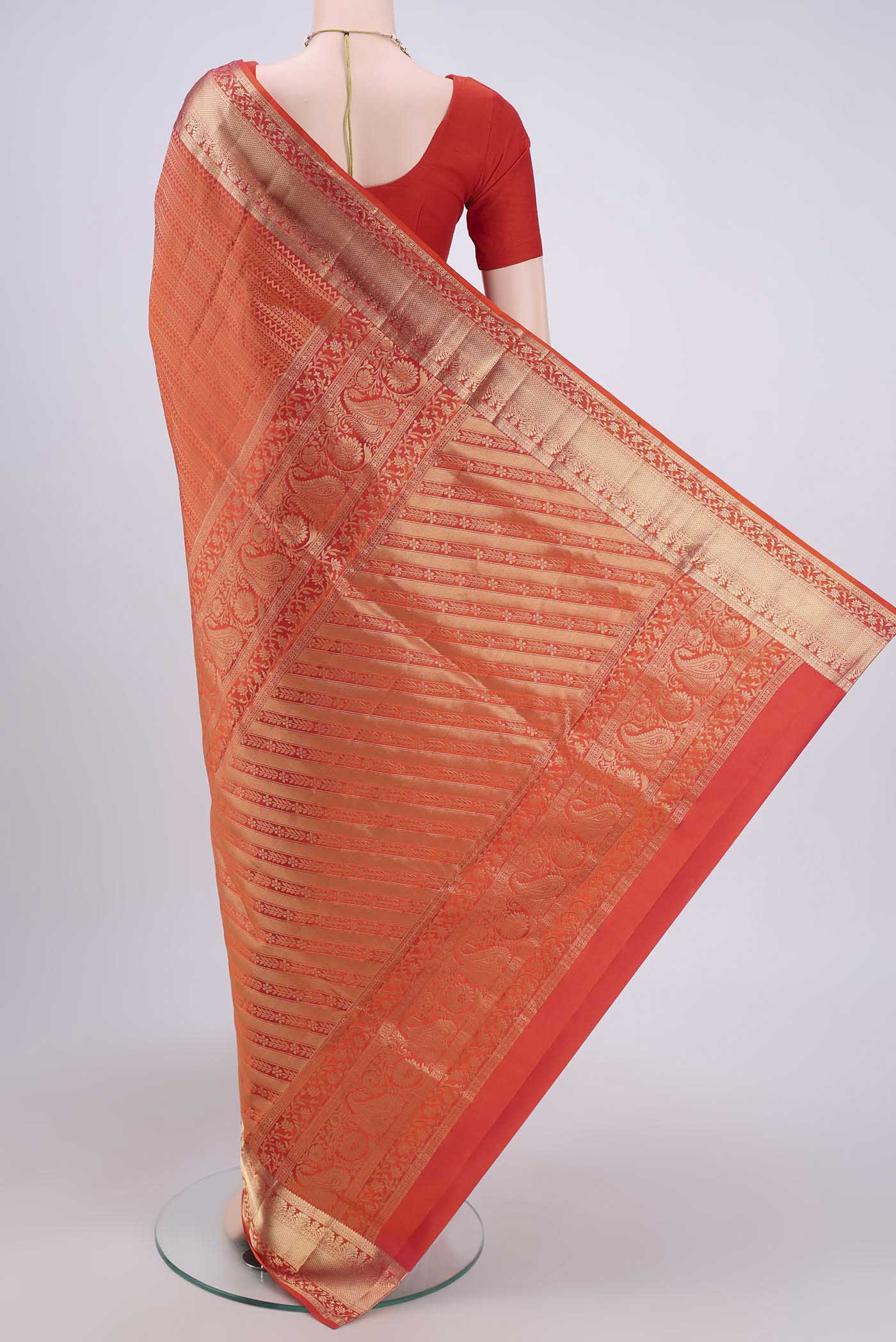 Orange Soft Silk Saree - Image 3