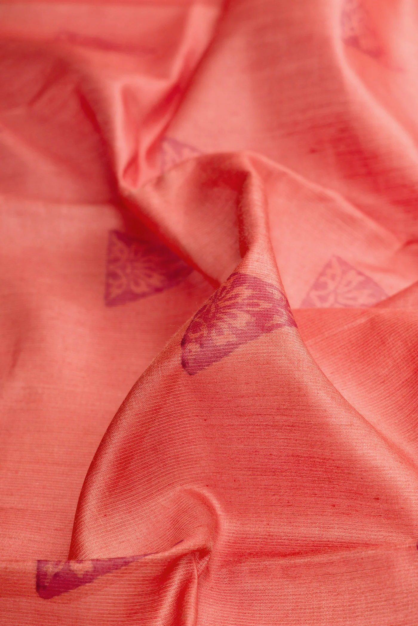 Coral Tussar Silk Saree - Image 2