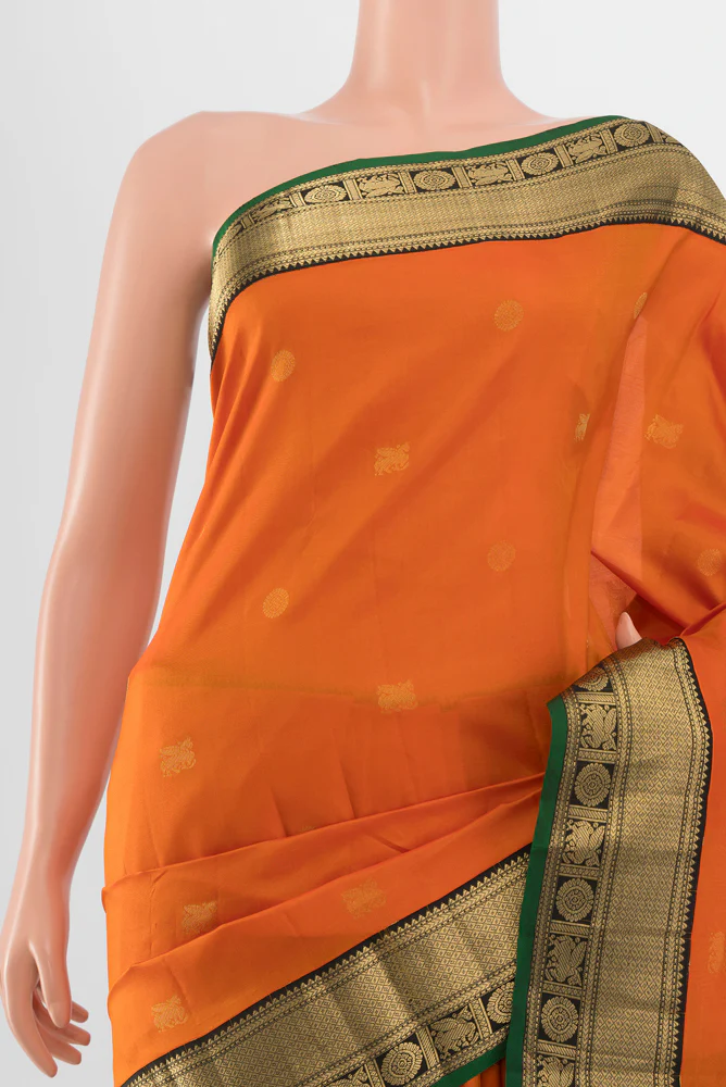 Orange Kanchipuram Silk Saree - Image 2