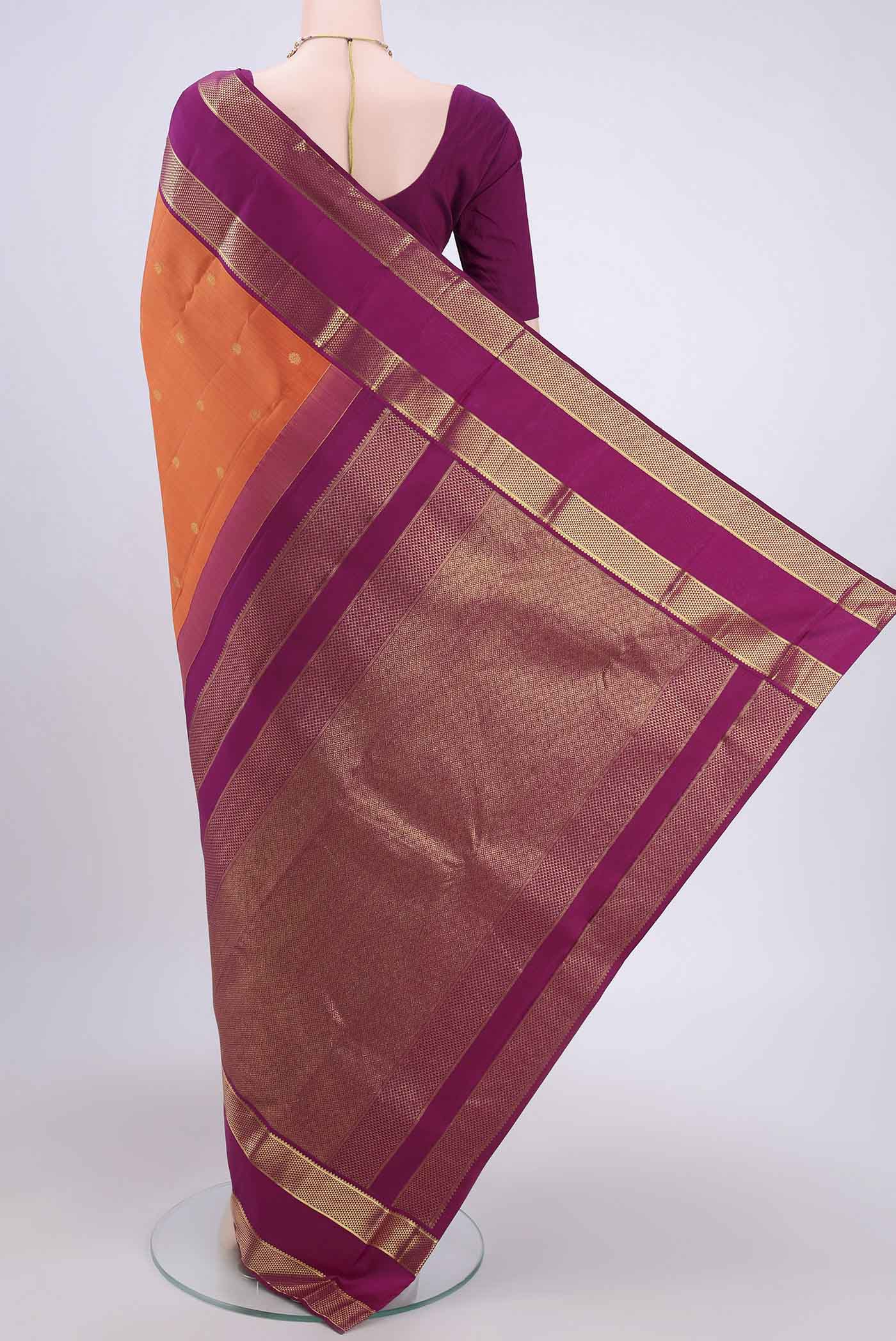 Brick Orange Kanjivaram Saree - Image 3