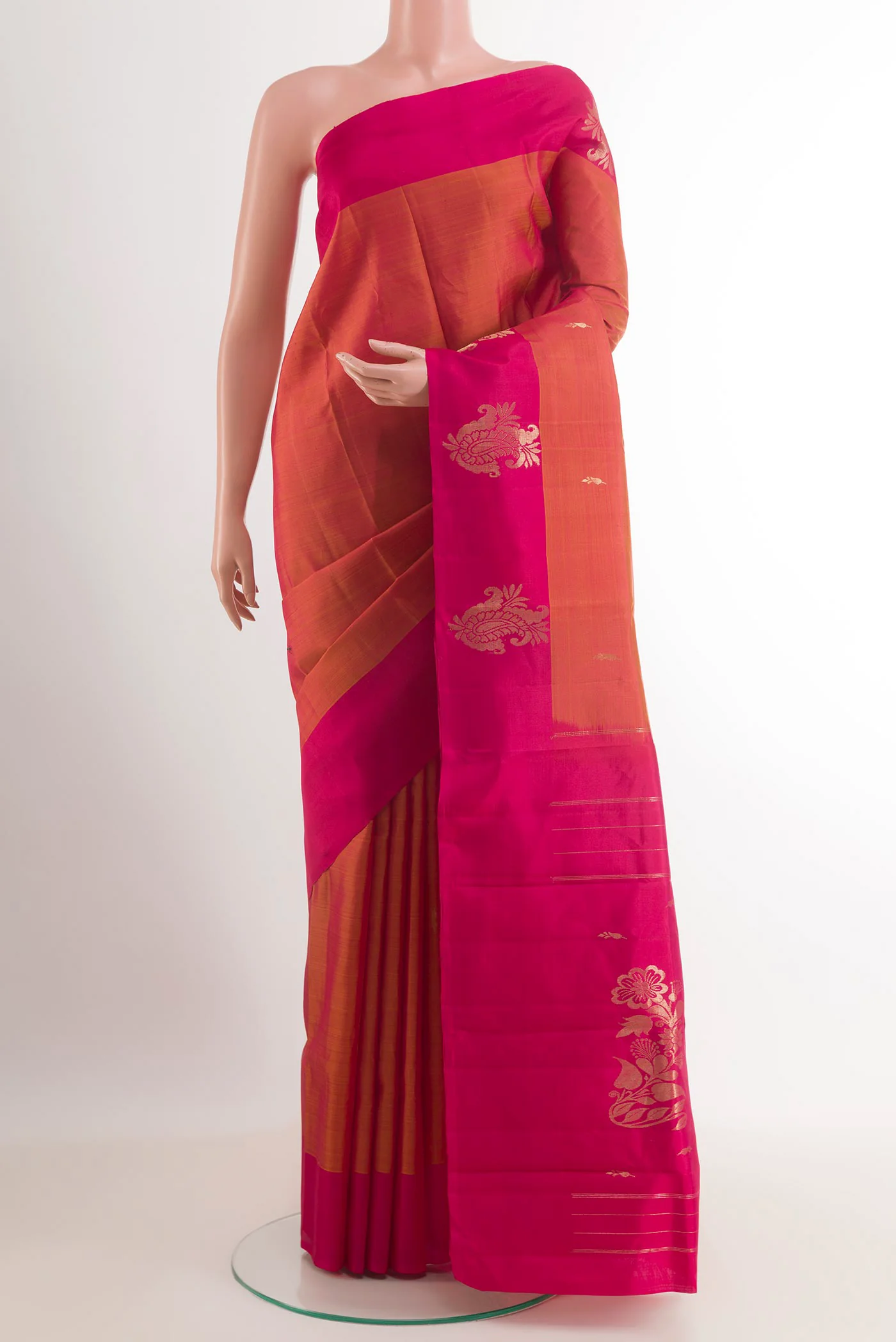 Brick Orange Kanjivaram Silk Saree