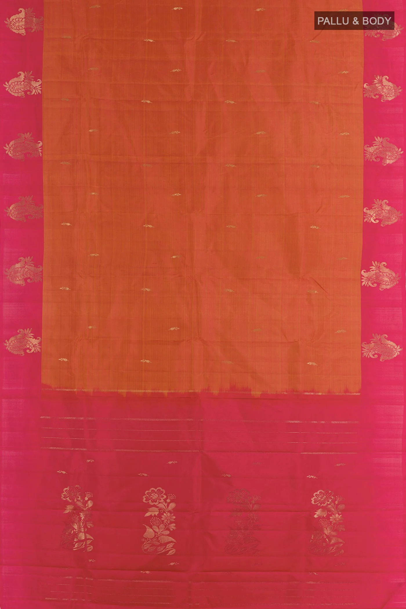 Brick Orange Kanjivaram Silk Saree - Image 3