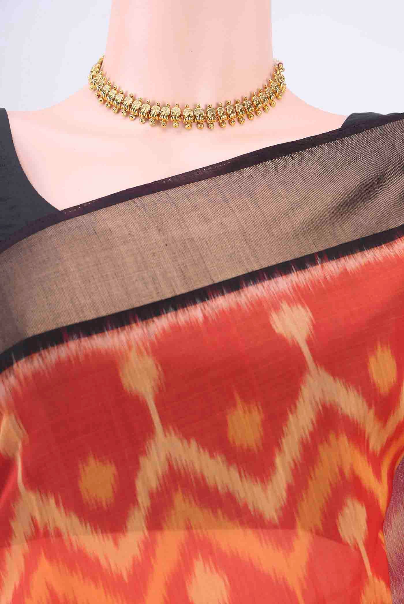 Orange Silk Cotton Saree - Image 2