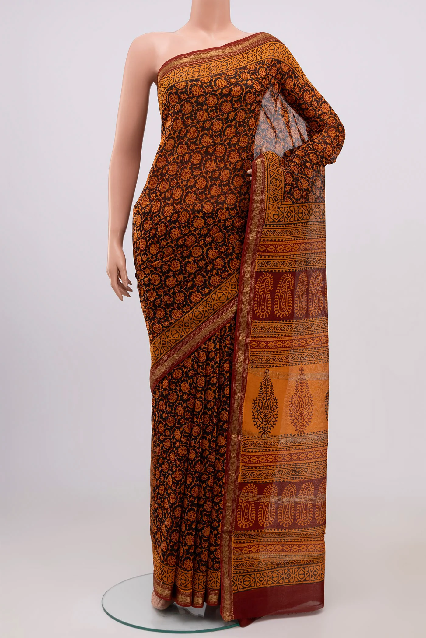 Multi Color Maheshwari Silk Cotton Saree