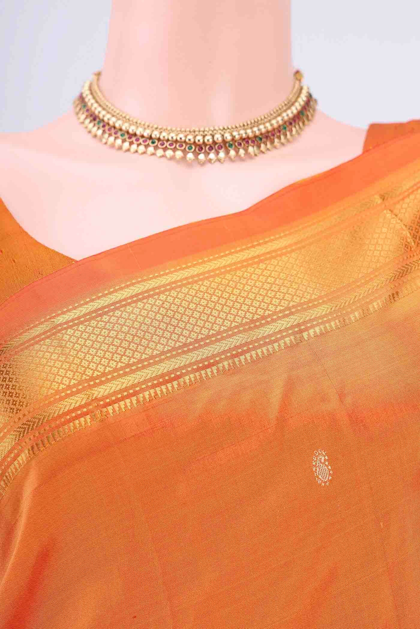 Brick Orange Paithani Silk Saree - Image 2