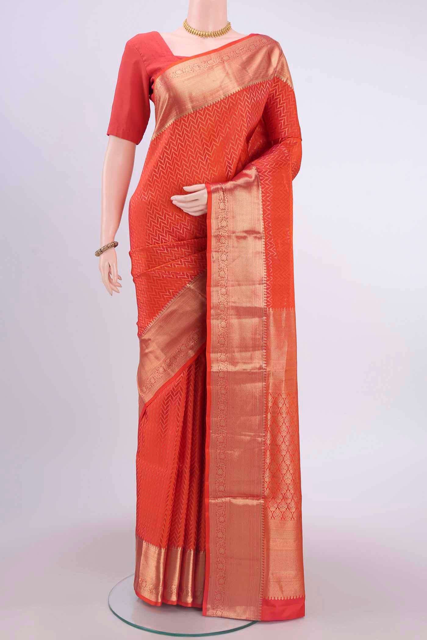 Brick Orange Soft Silk Saree