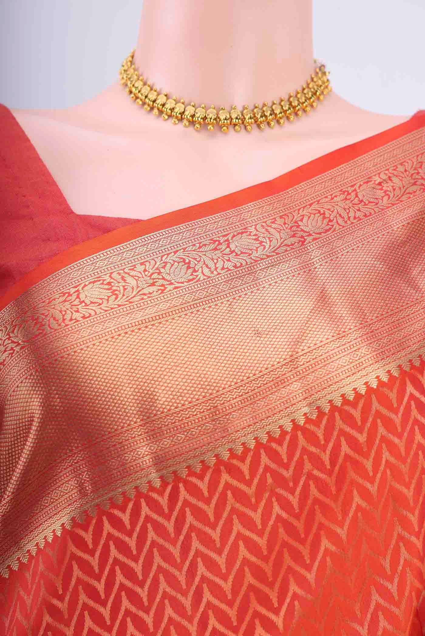 Brick Orange Soft Silk Saree - Image 2