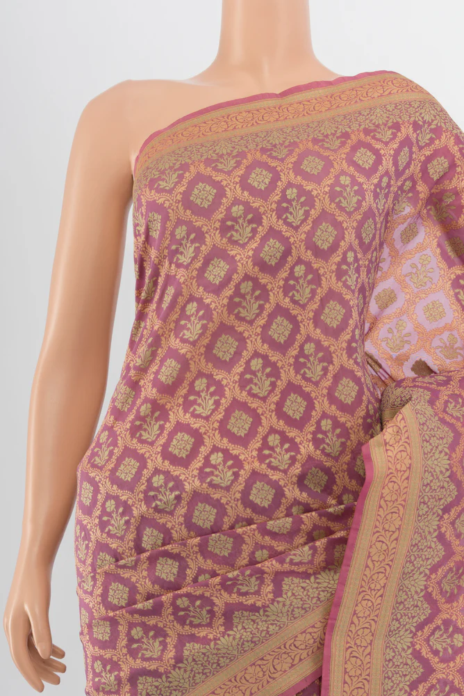 Lavender Banarasi Silk Saree - Image 2