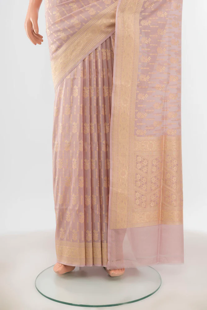 Rose pink Banarasi Silk Saree - Image 3