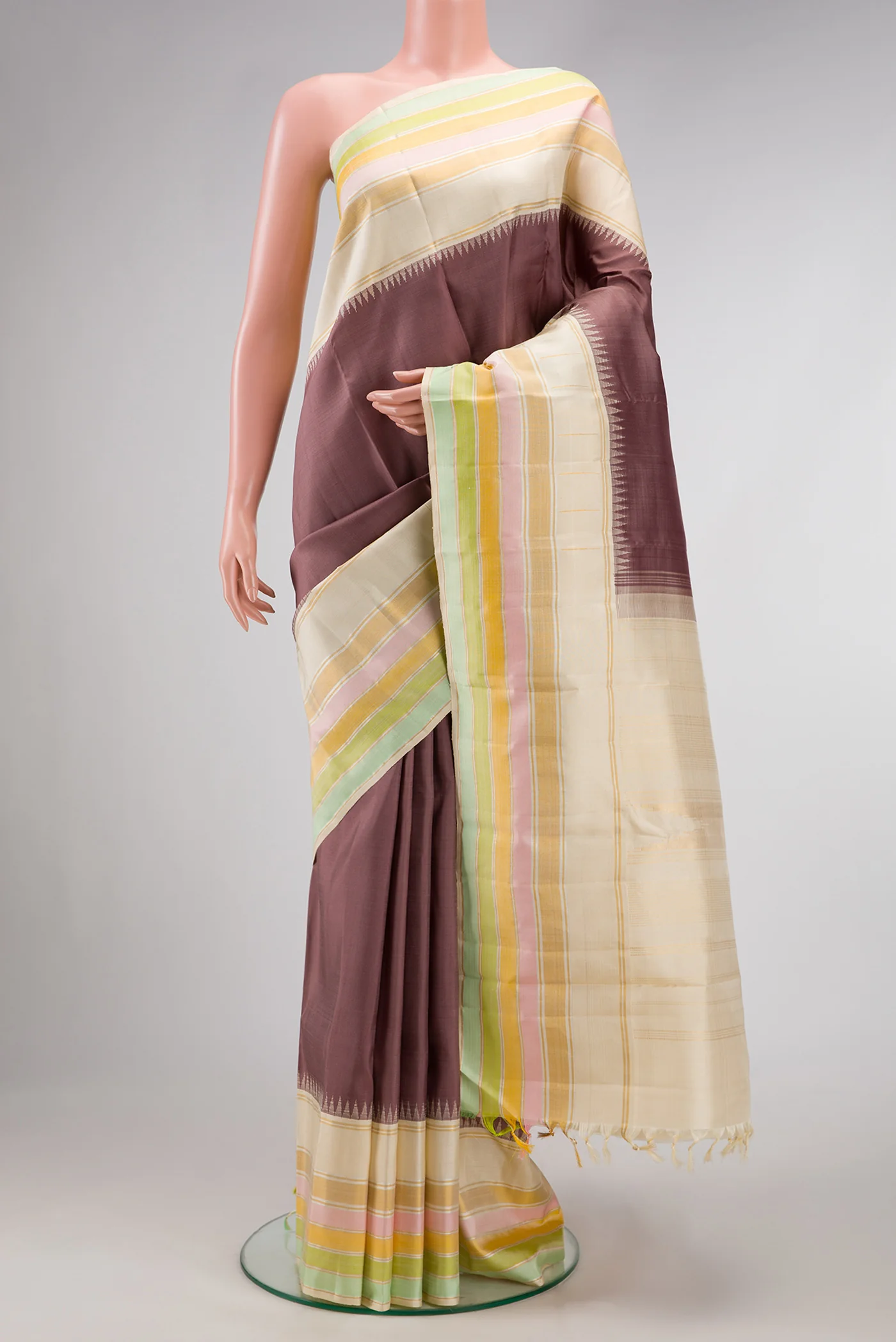Pure Silk Pure Zari Mauve Kanjivaram Saree