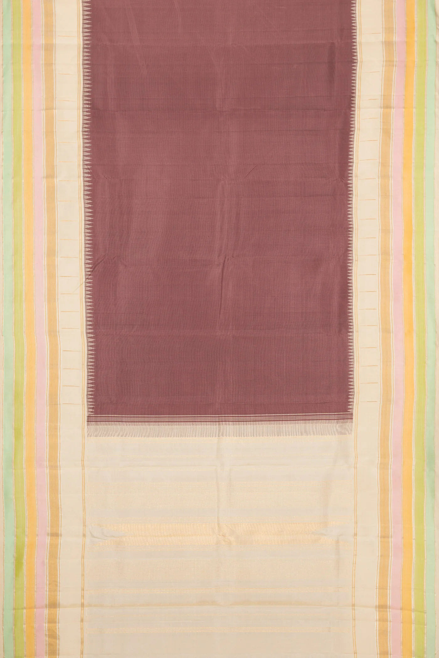 Pure Silk Pure Zari Mauve Kanjivaram Saree - Image 6
