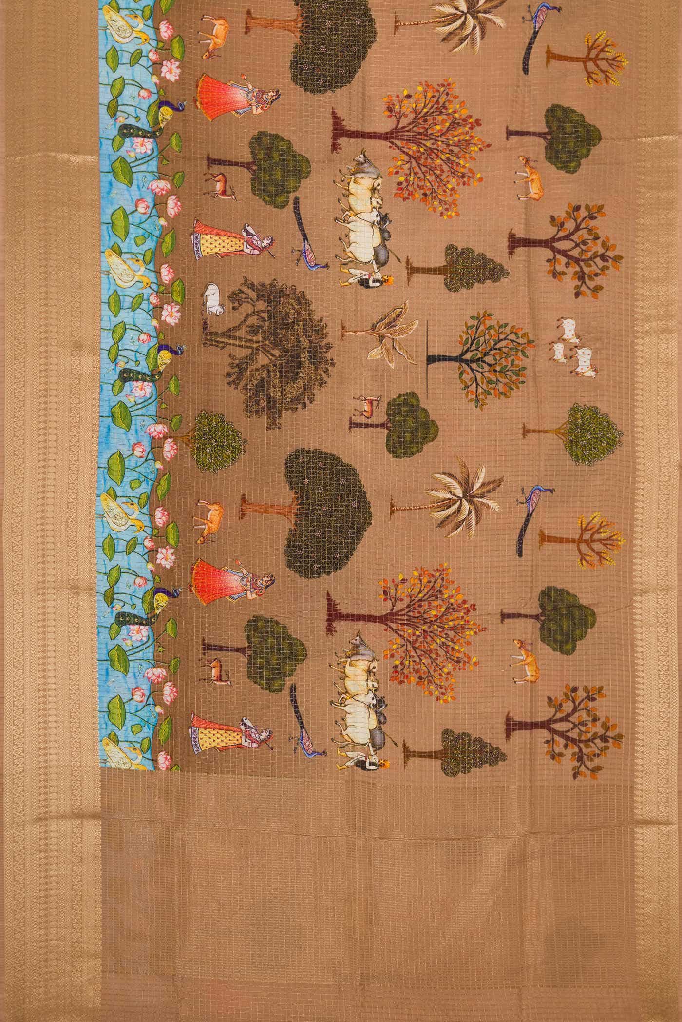 Bronze Dual Tone Tussar Silk Saree - Image 2