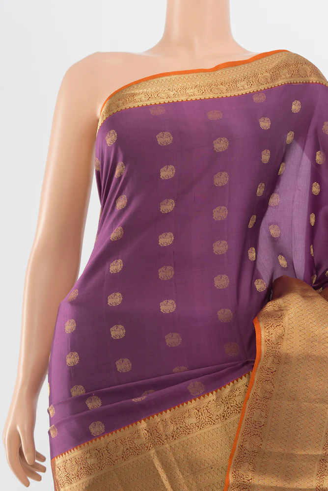 Violet Kanchipuram Silk Saree - Image 2