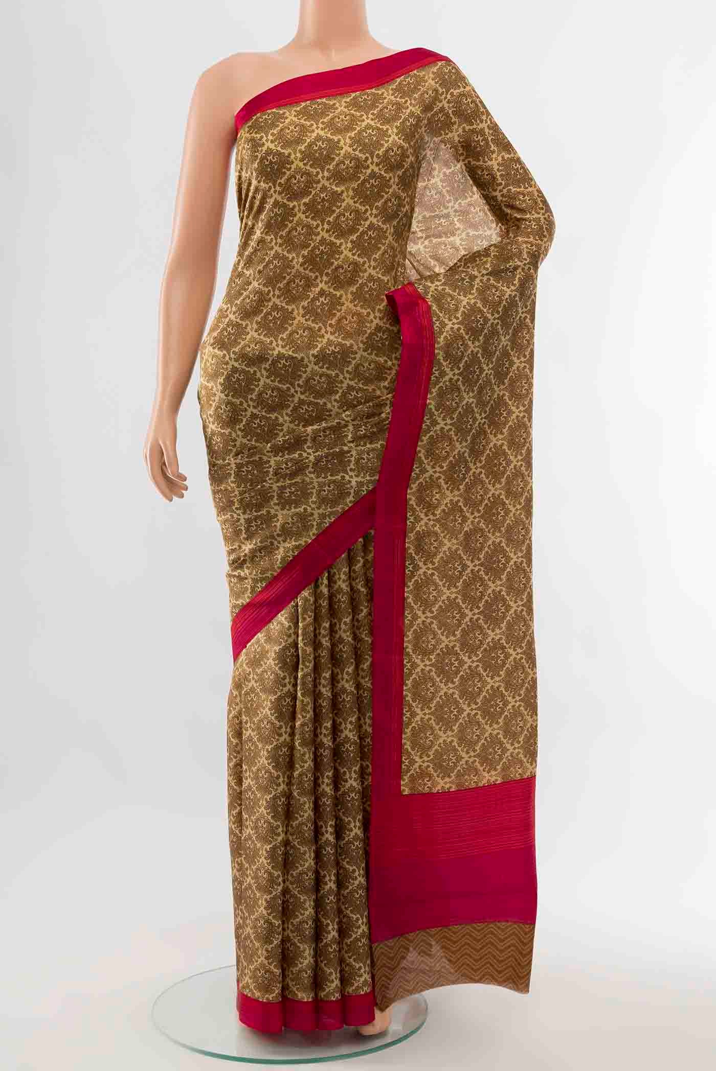 Bronze Printed Silk Saree