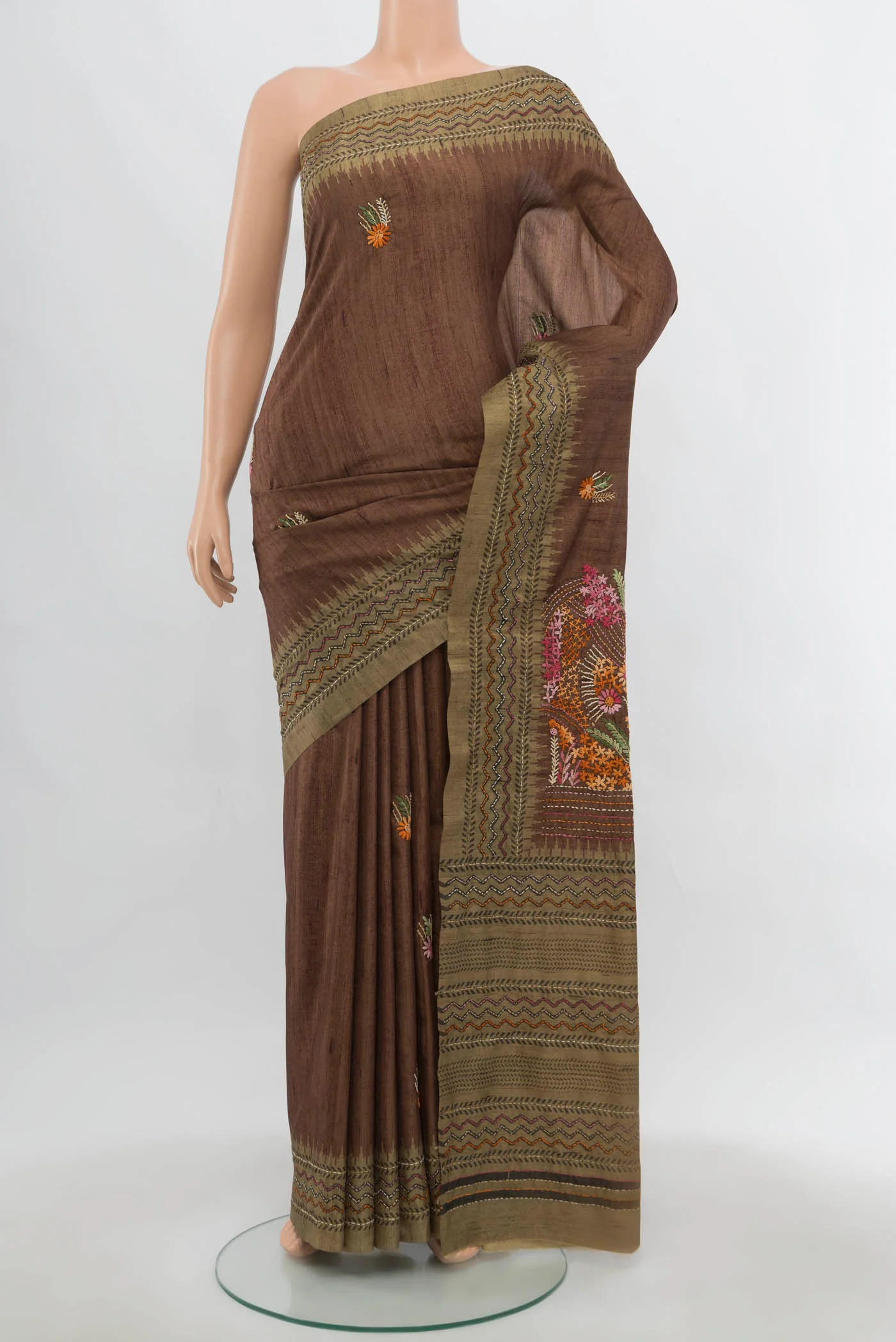 Brown Art Silk Saree