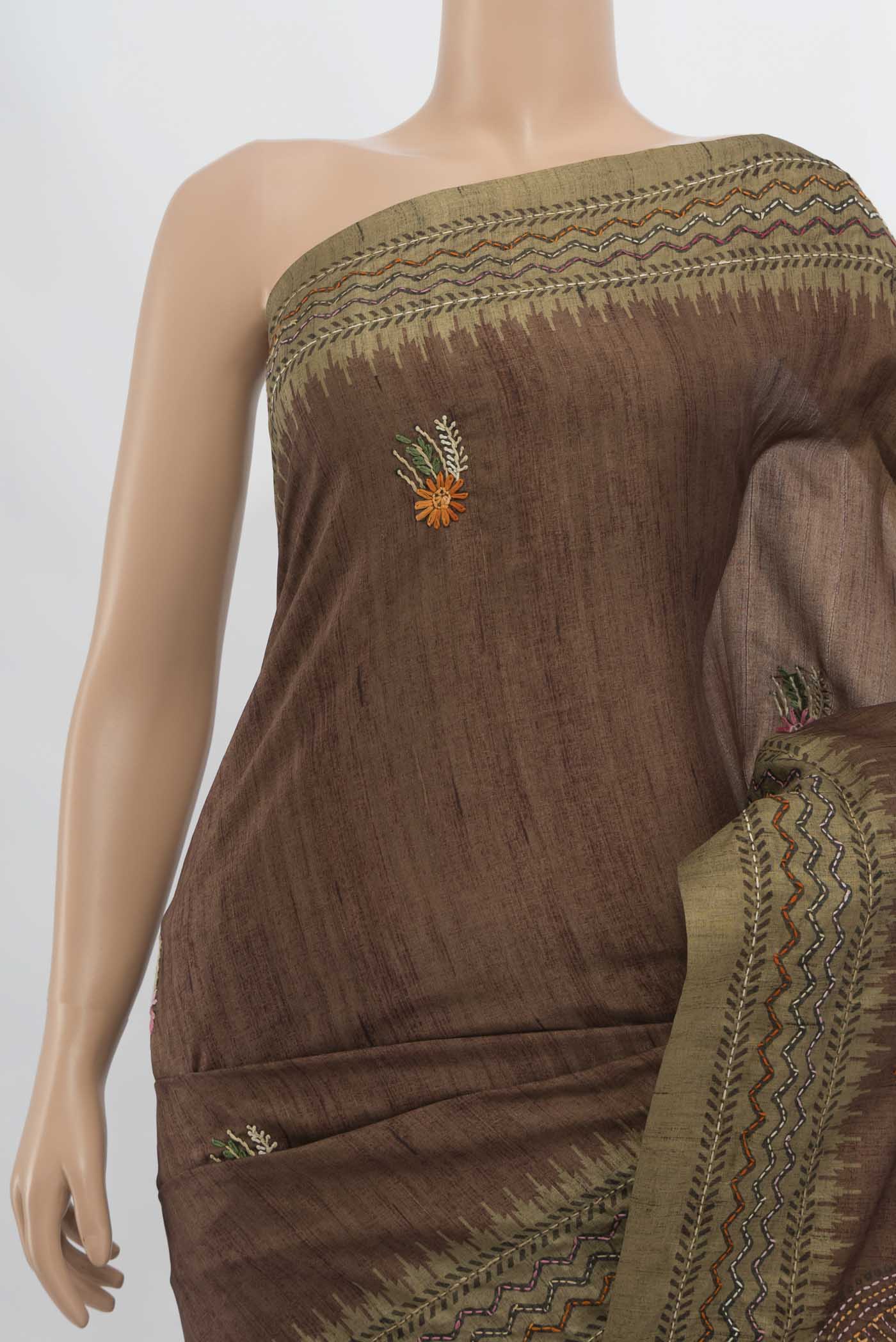 Brown Art Silk Saree - Image 2