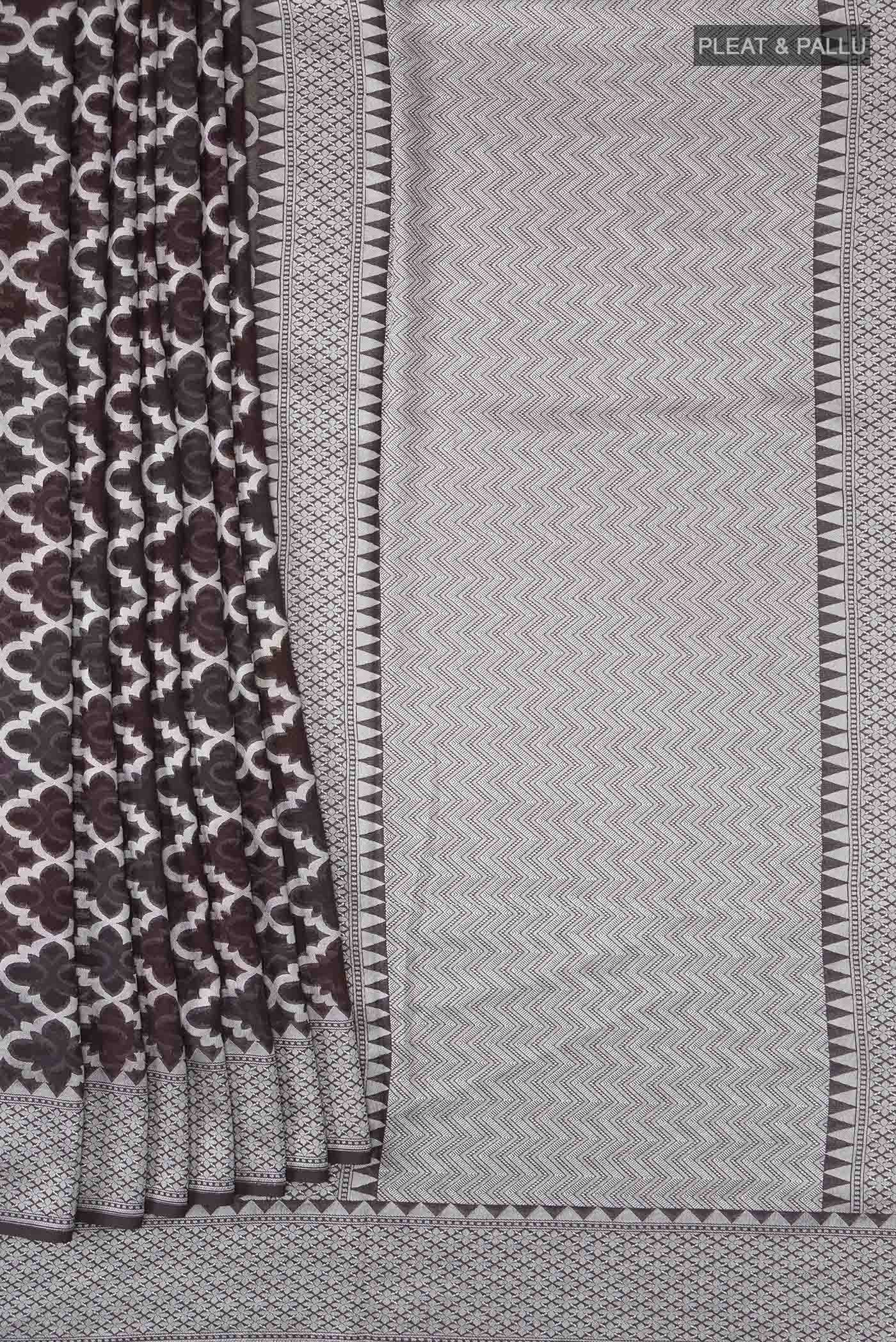 Brown Banarasi Georgette Saree - Image 4