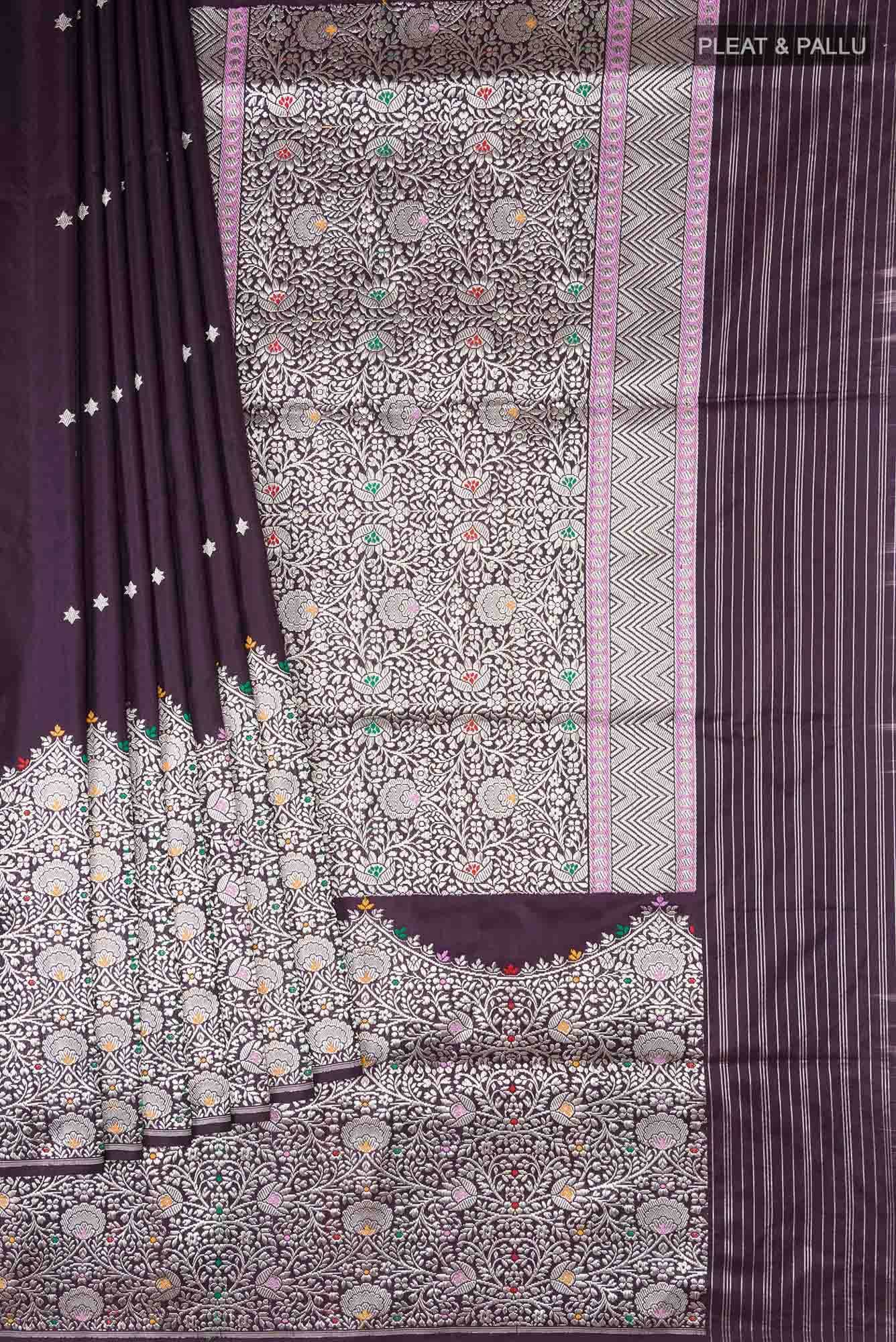 Violet Banarasi Silk Saree - Image 2
