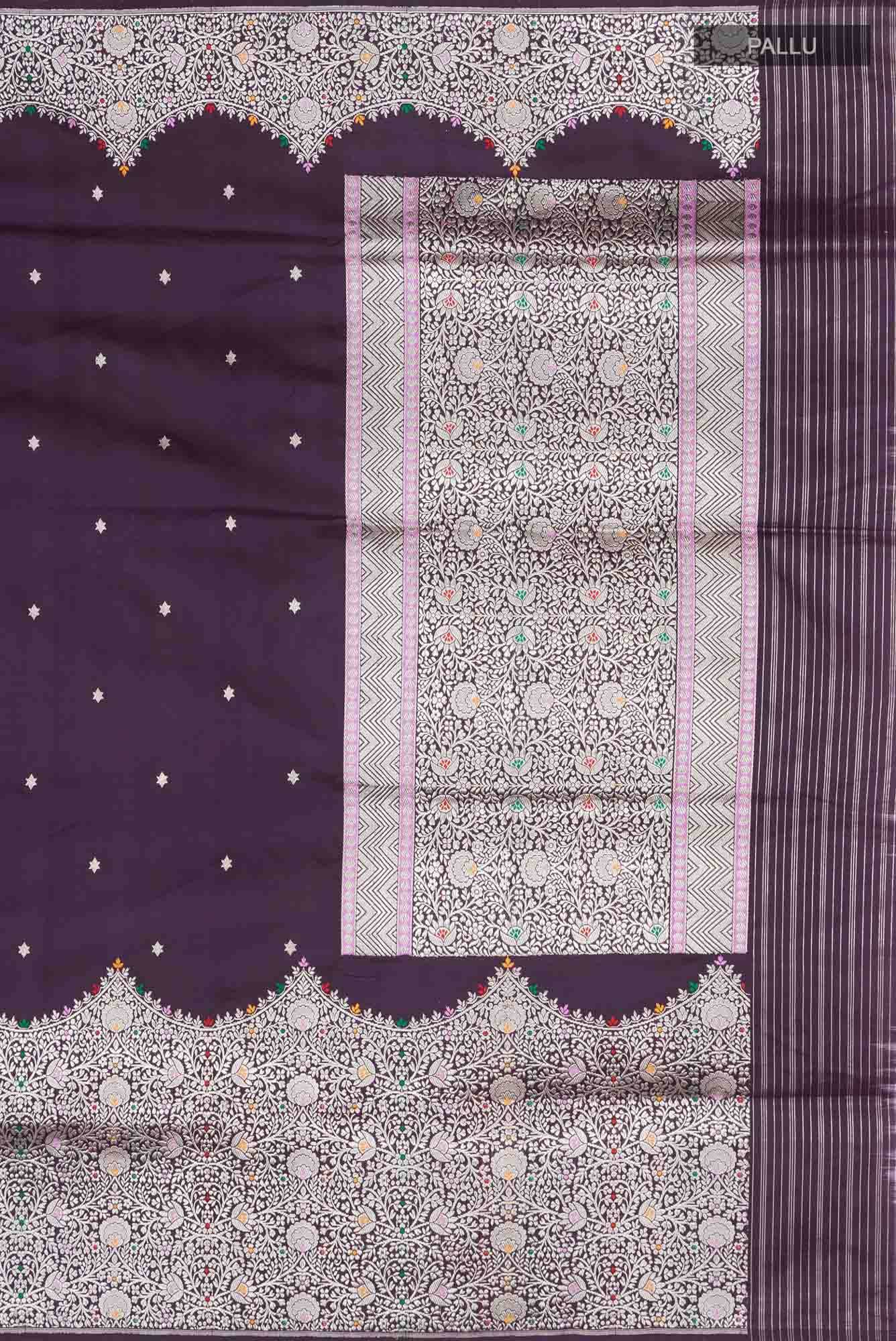 Violet Banarasi Silk Saree - Image 5
