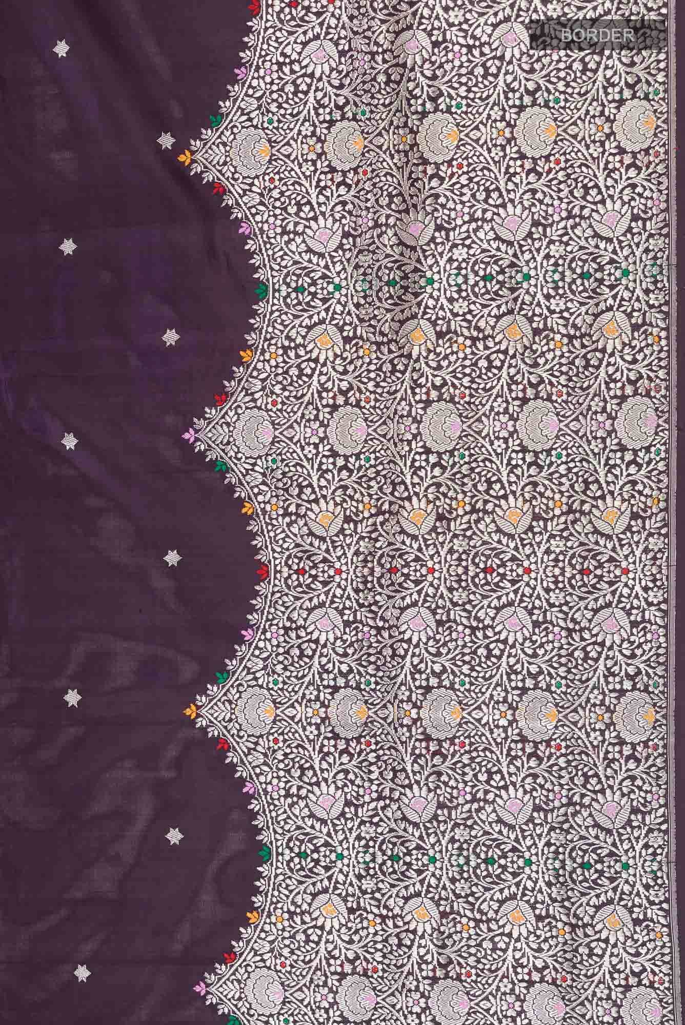 Violet Banarasi Silk Saree - Image 6