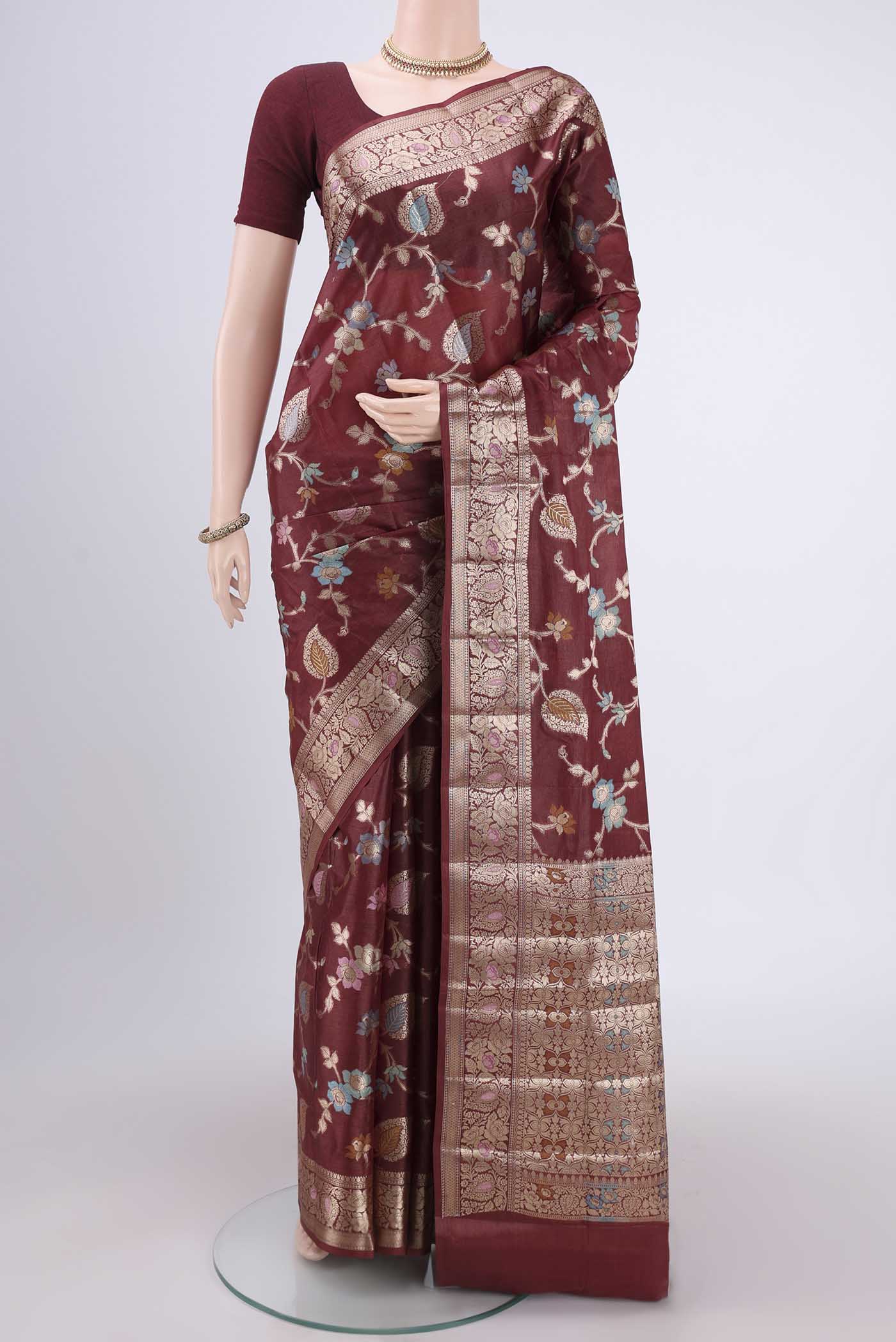 Brown Banarasi Tussar Silk Saree