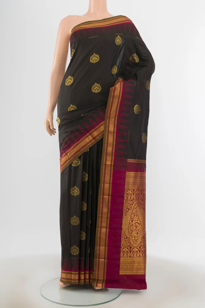 Black Bangalore Silk - kadyal Saree