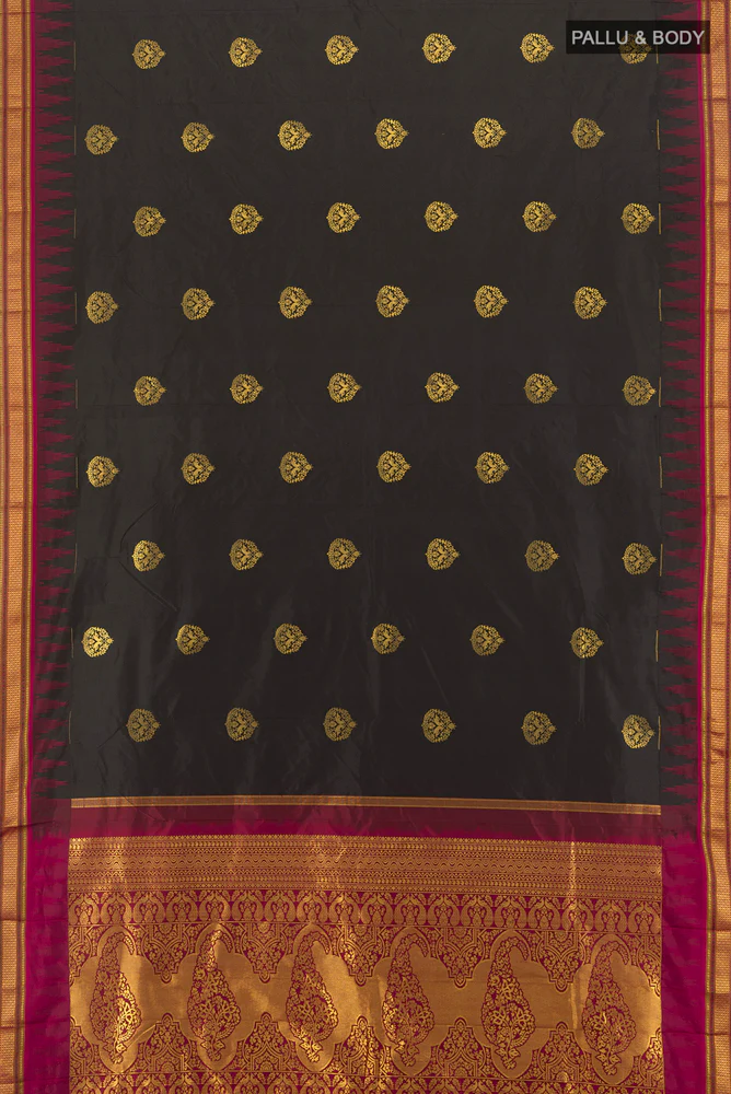 Black Bangalore Silk - kadyal Saree - Image 5