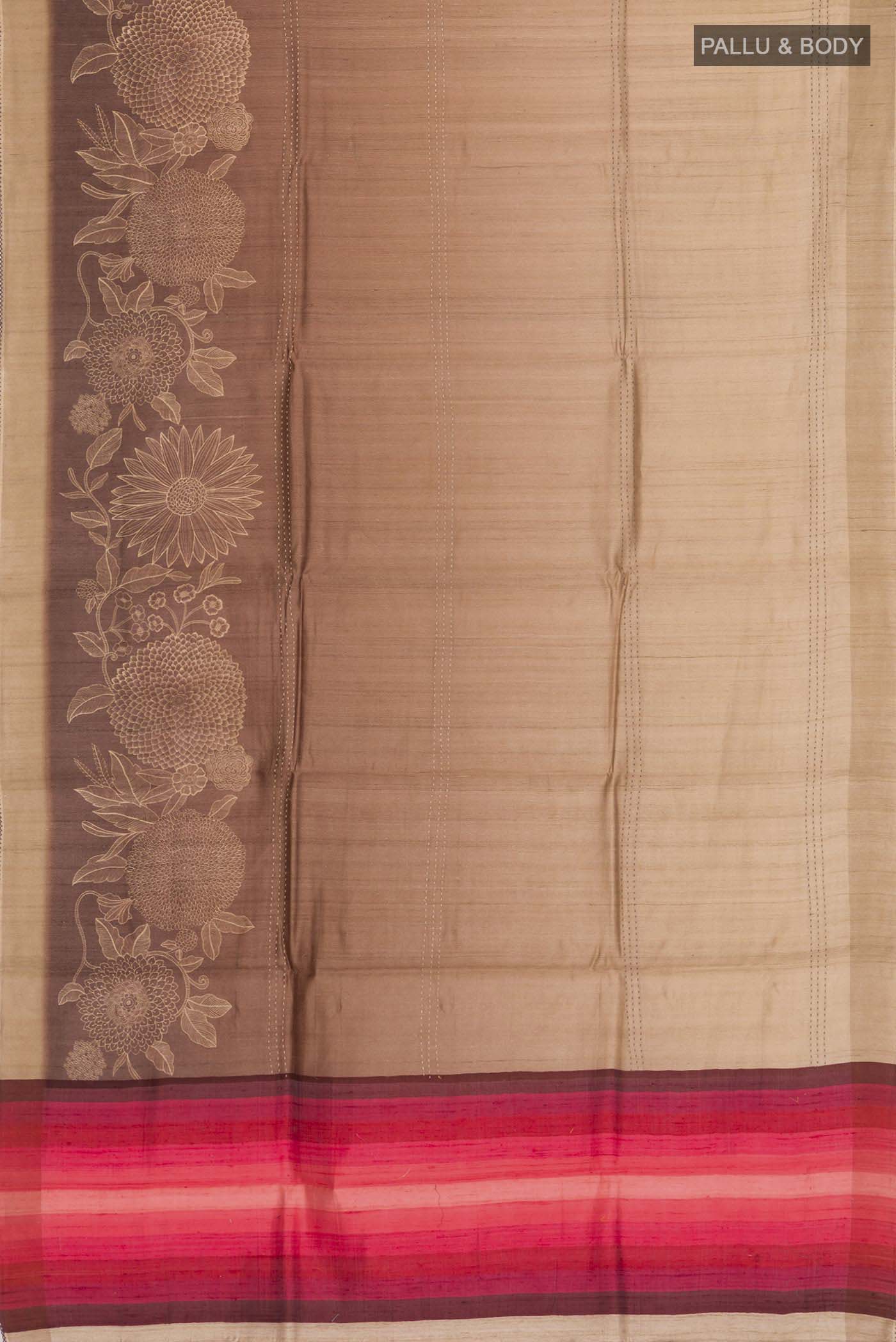 Brown Bhagalpuri Tussar Silk Saree - Image 5