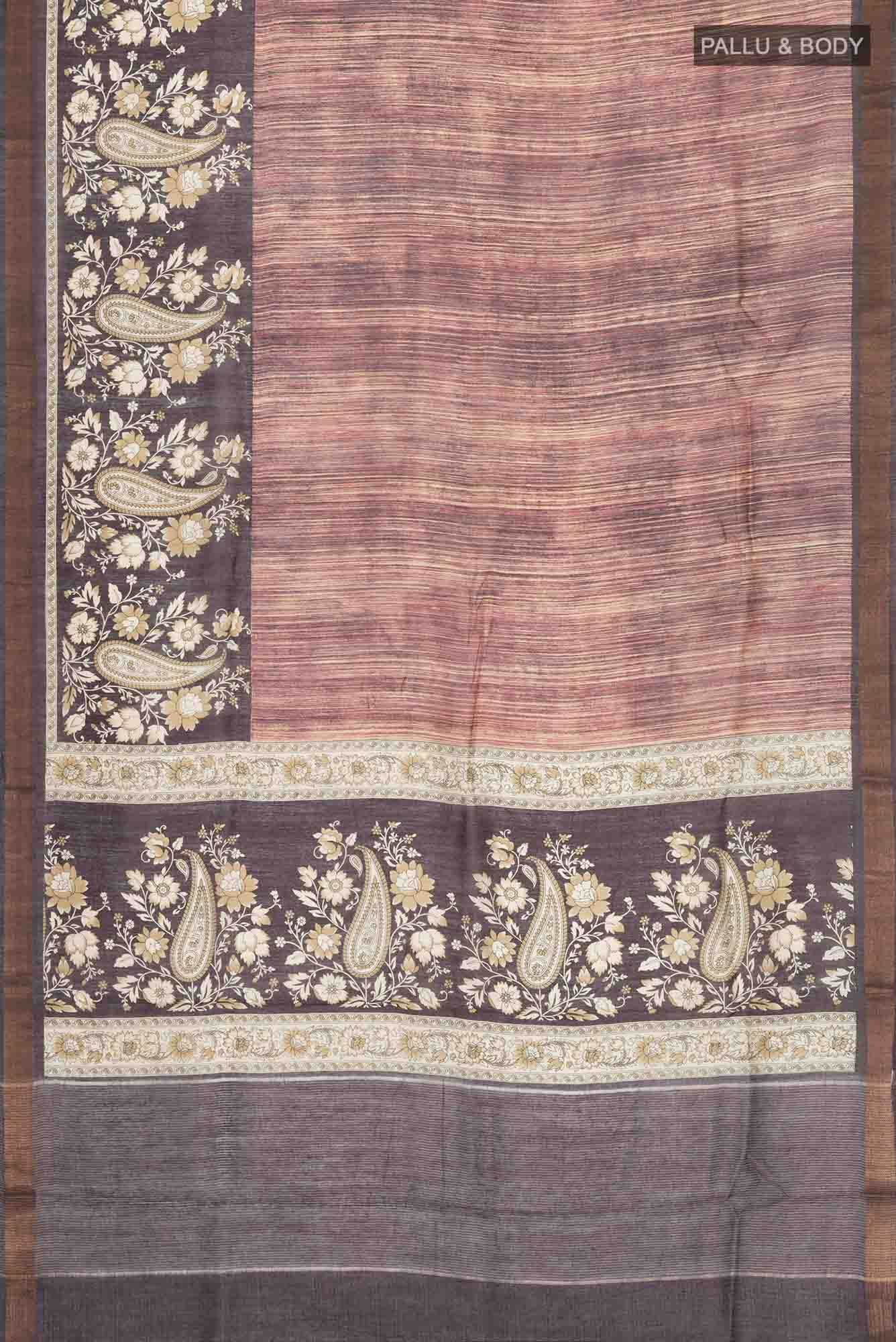 Brown Bhagalpuri Tussar Silk Saree - Image 3