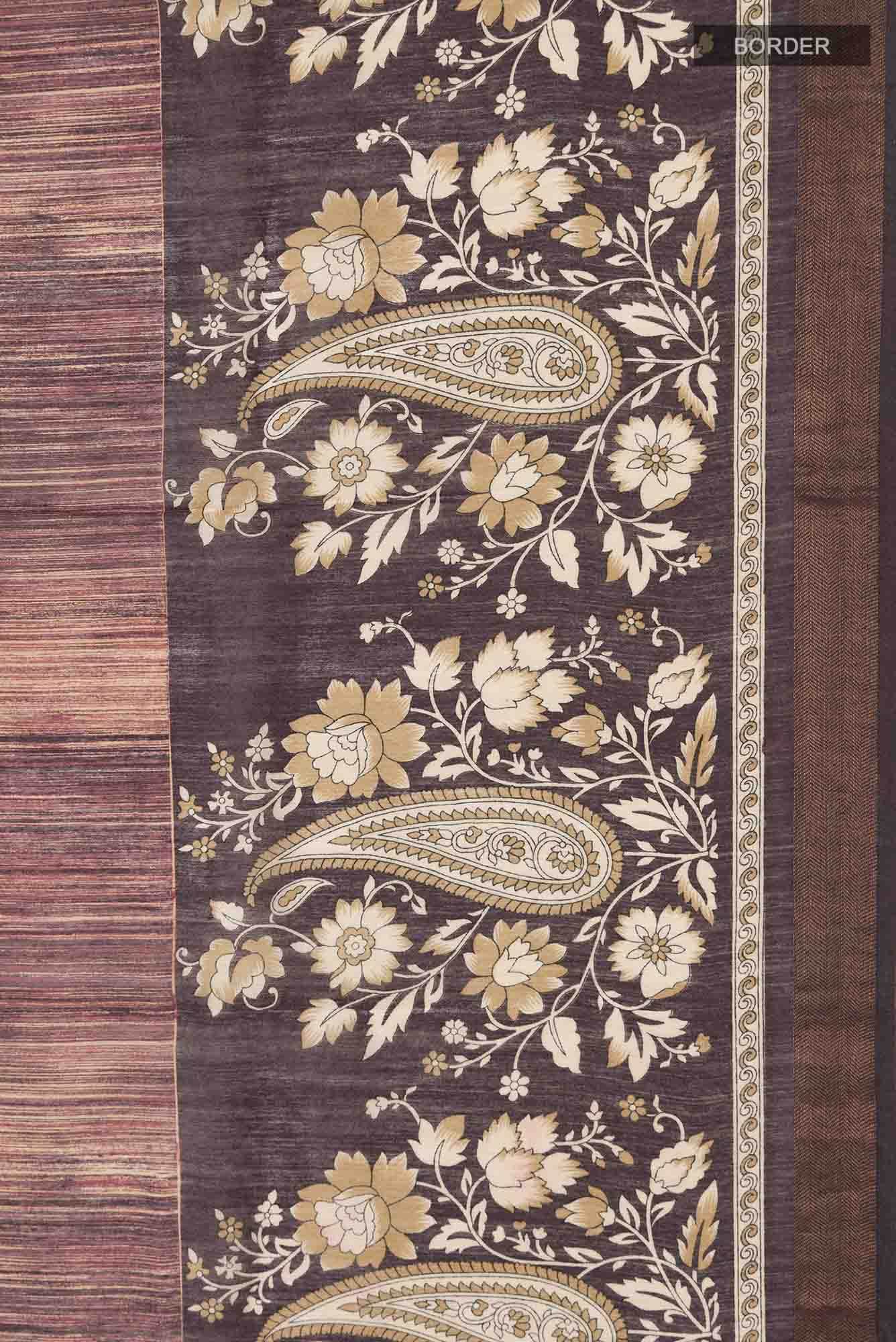 Brown Bhagalpuri Tussar Silk Saree - Image 4