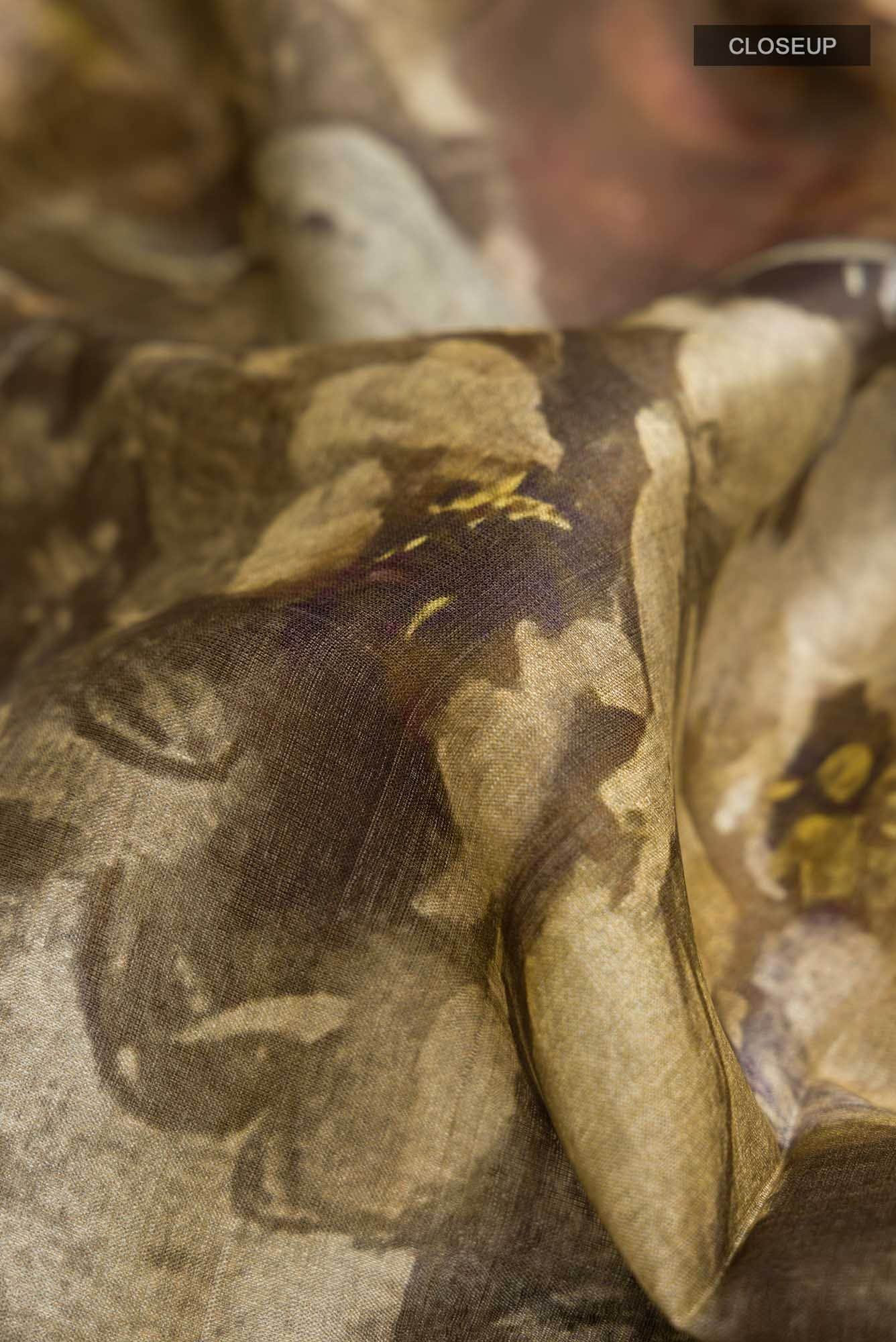 Brown Bhagalpuri Tussar Silk Saree - Image 2