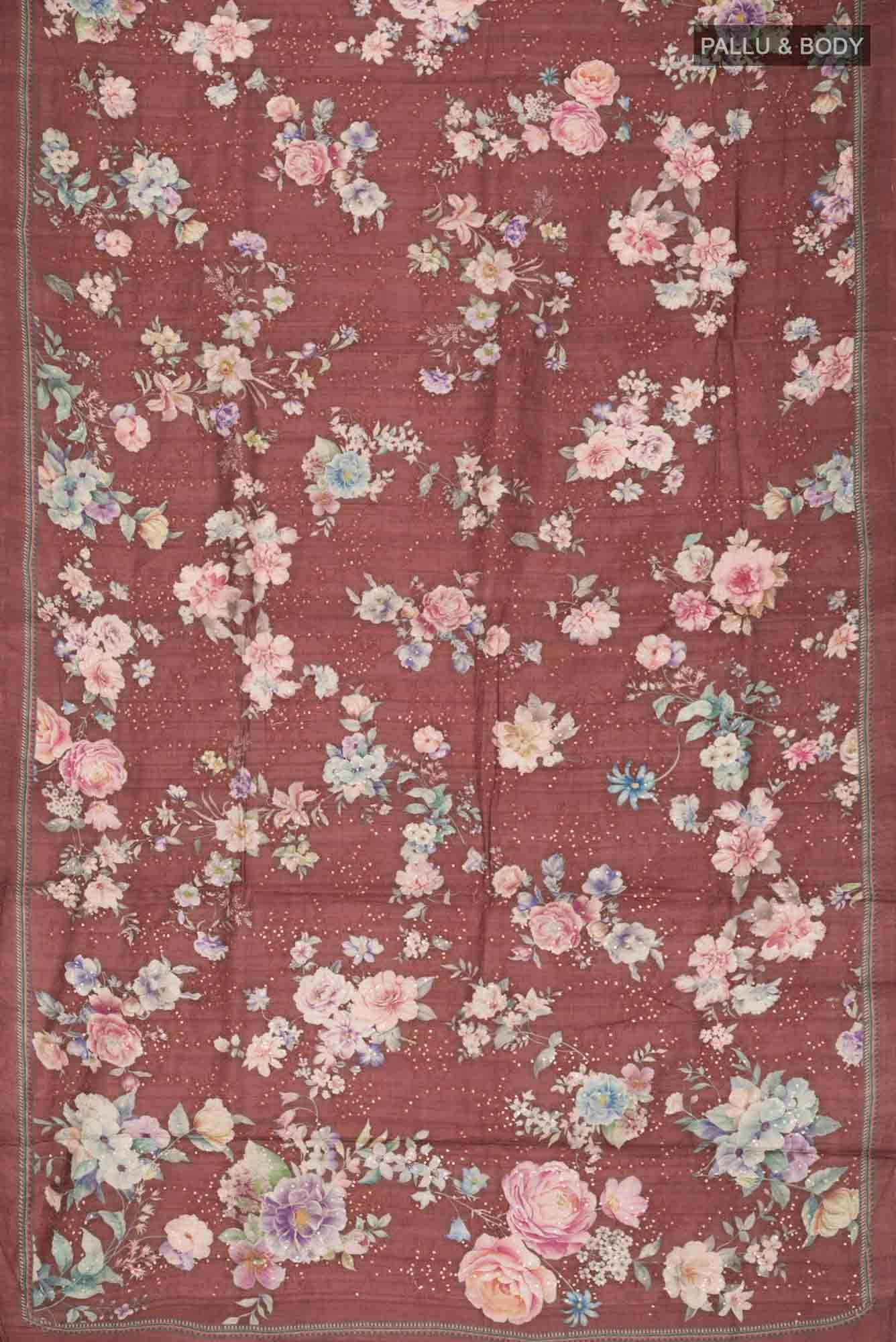 Brown Bhagalpuri Tussar Silk Saree - Image 3
