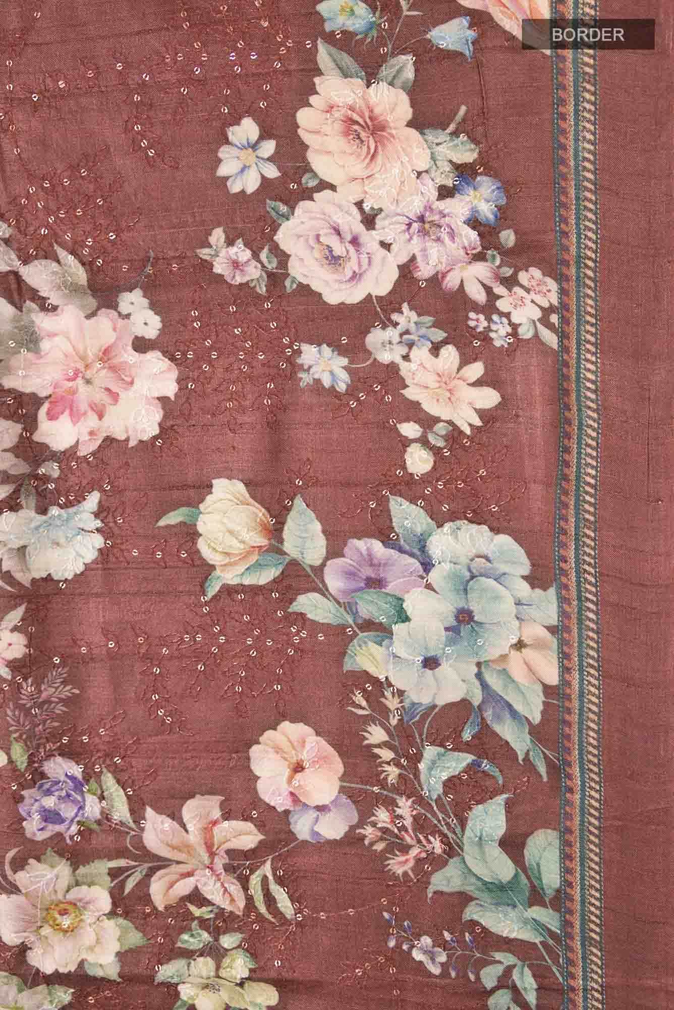 Brown Bhagalpuri Tussar Silk Saree - Image 4