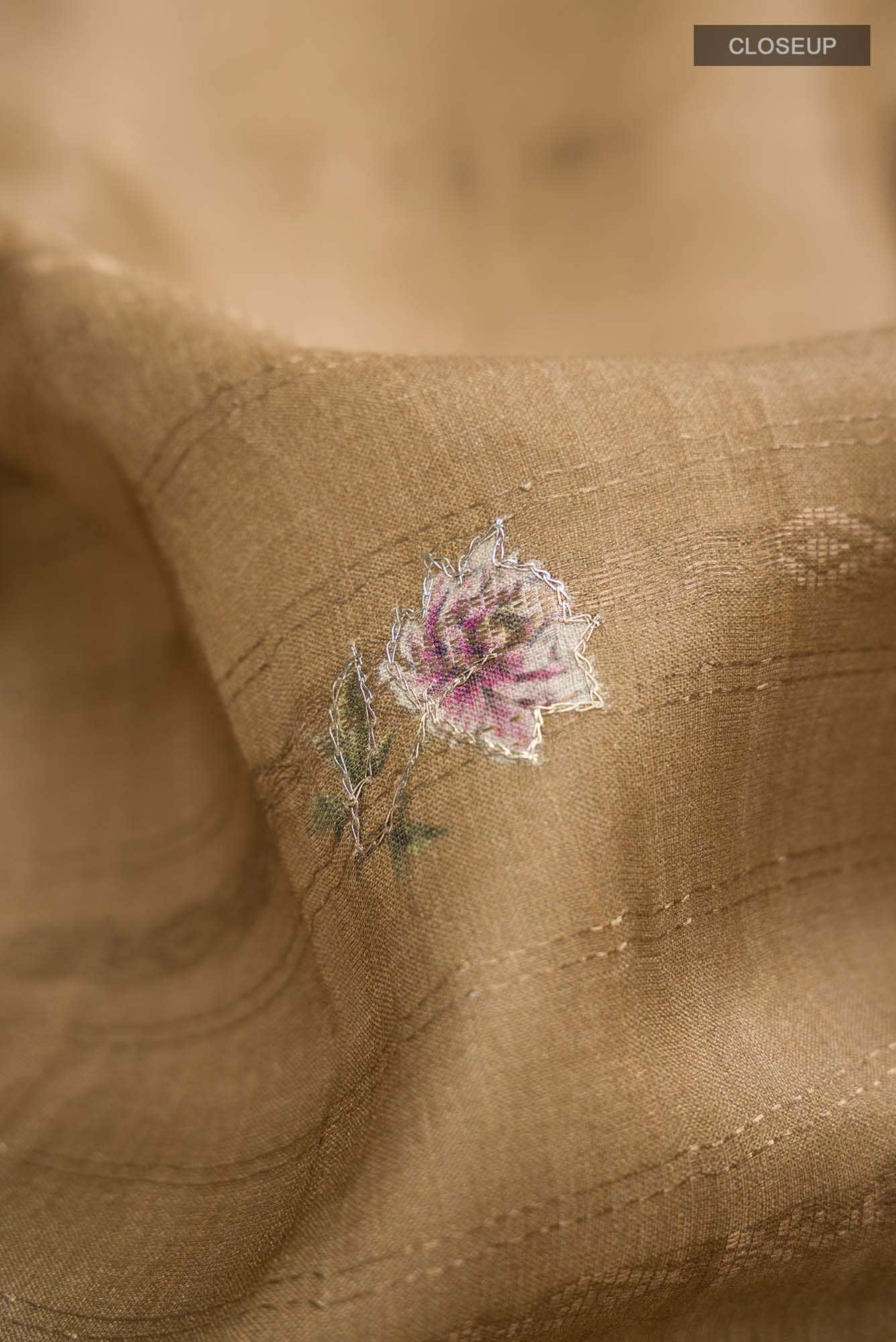 Brown Bhagalpuri Tussar Silk Saree - Image 3