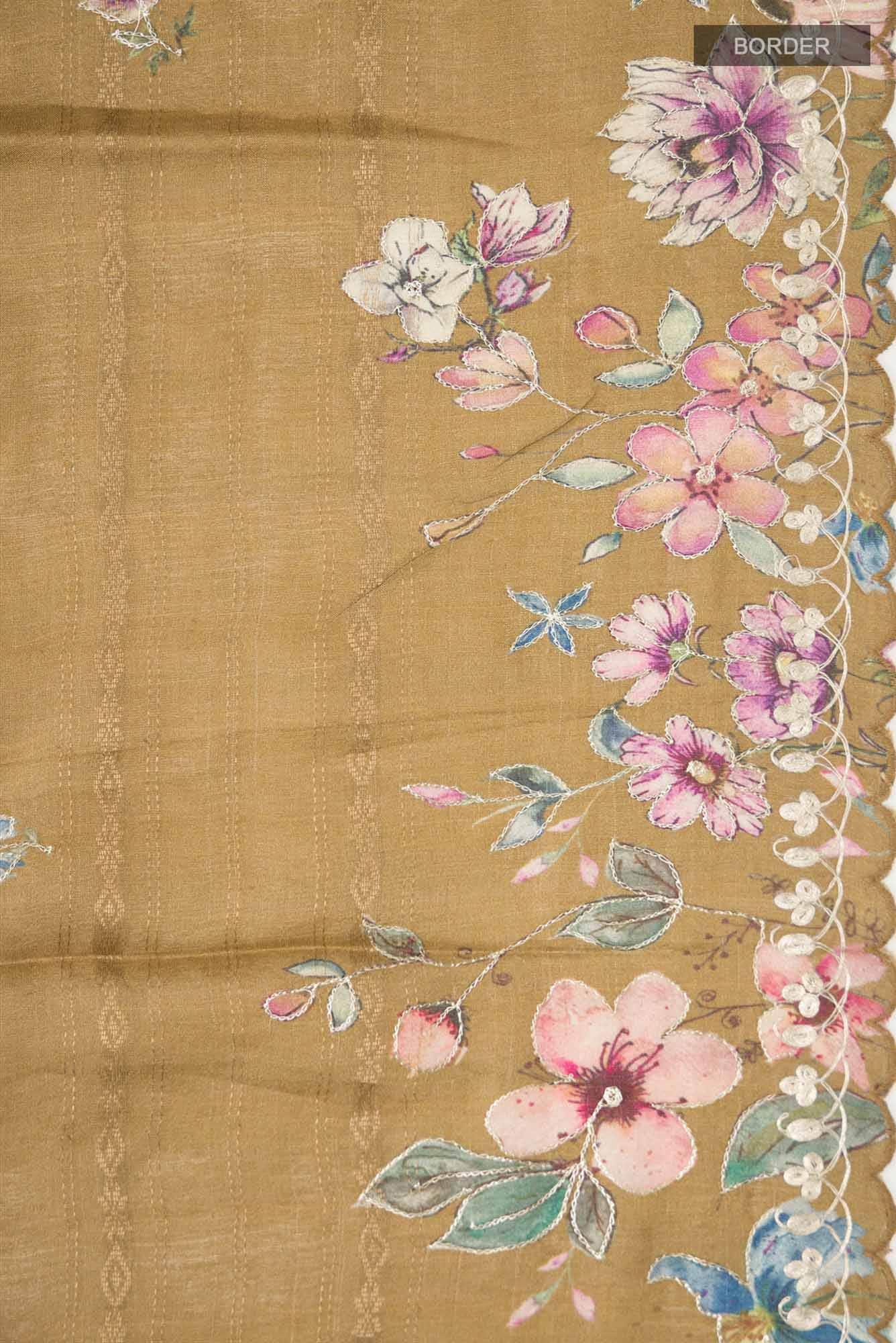 Brown Bhagalpuri Tussar Silk Saree - Image 5