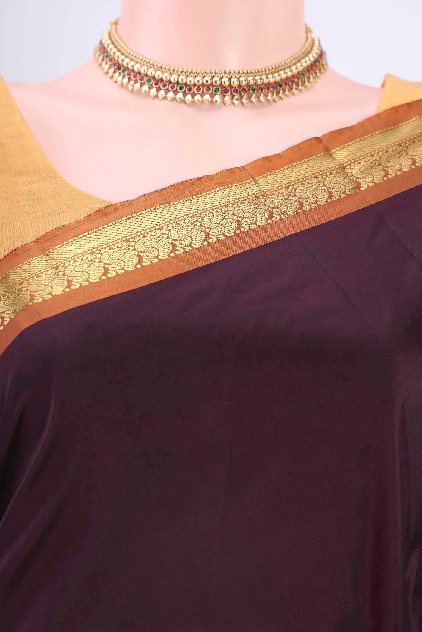 Brown Blended Bangalore Silk Saree - Image 2