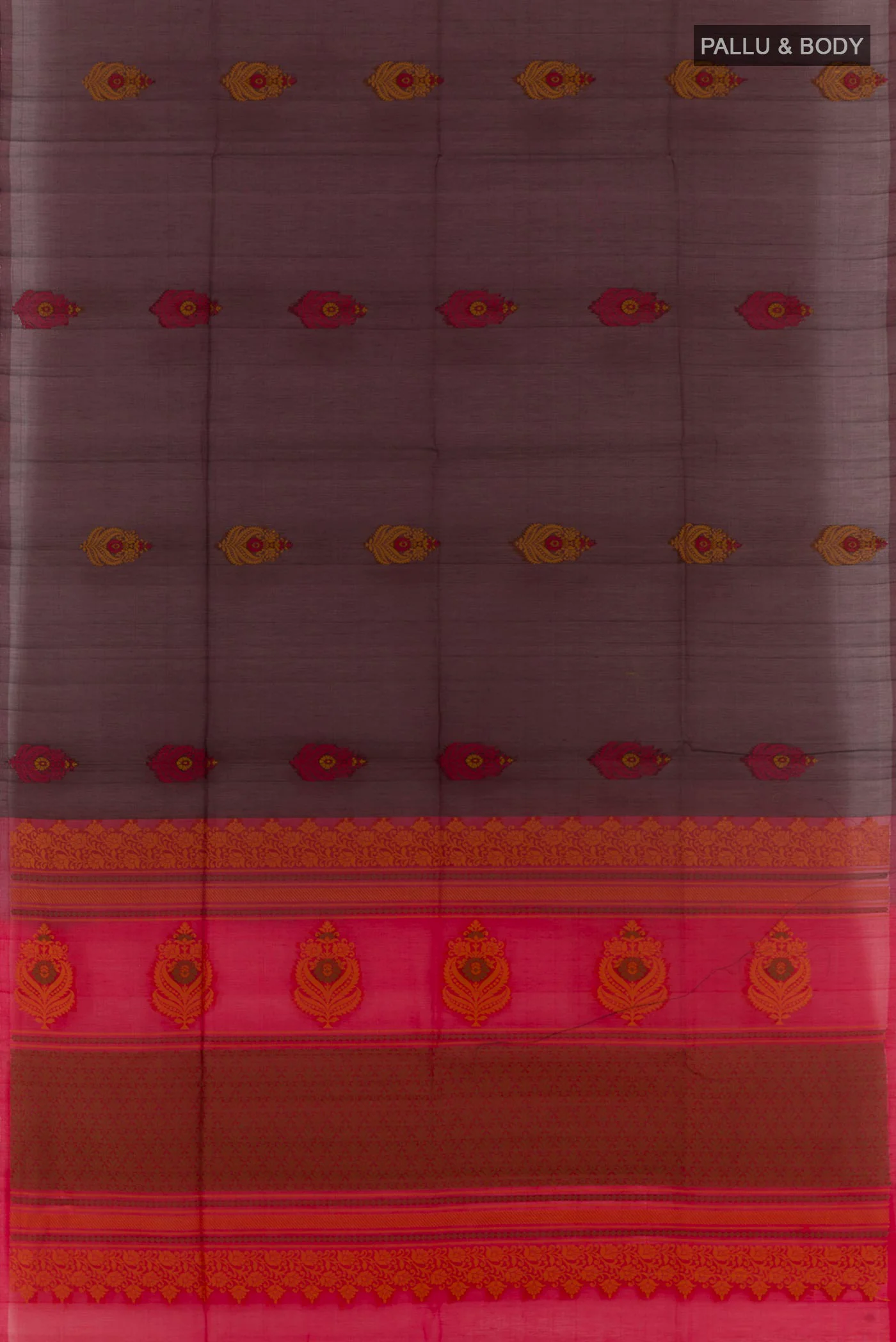 Brown Silk Cotton Saree - Image 3