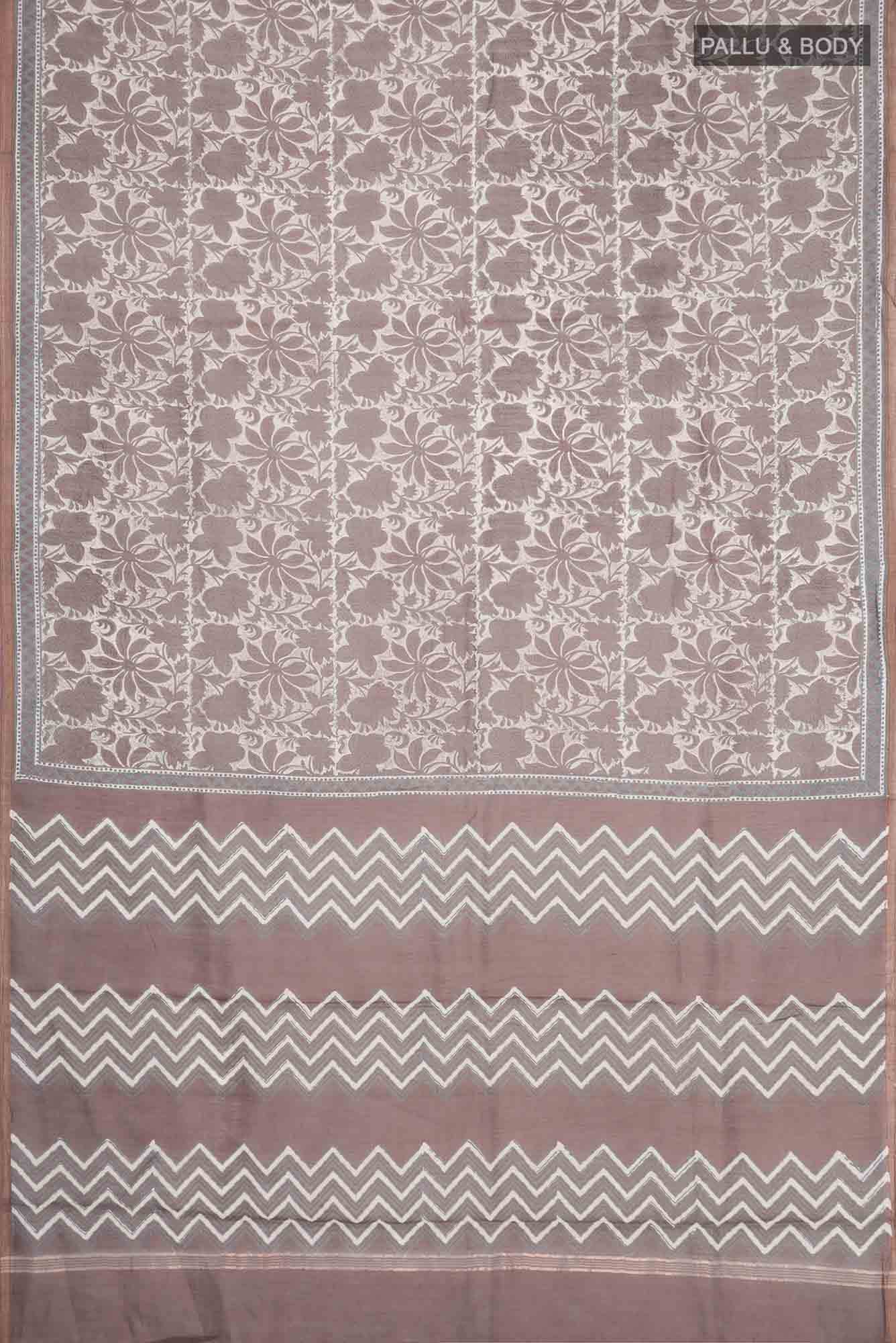 Brown Chanderi Silk Cotton Saree - Image 2