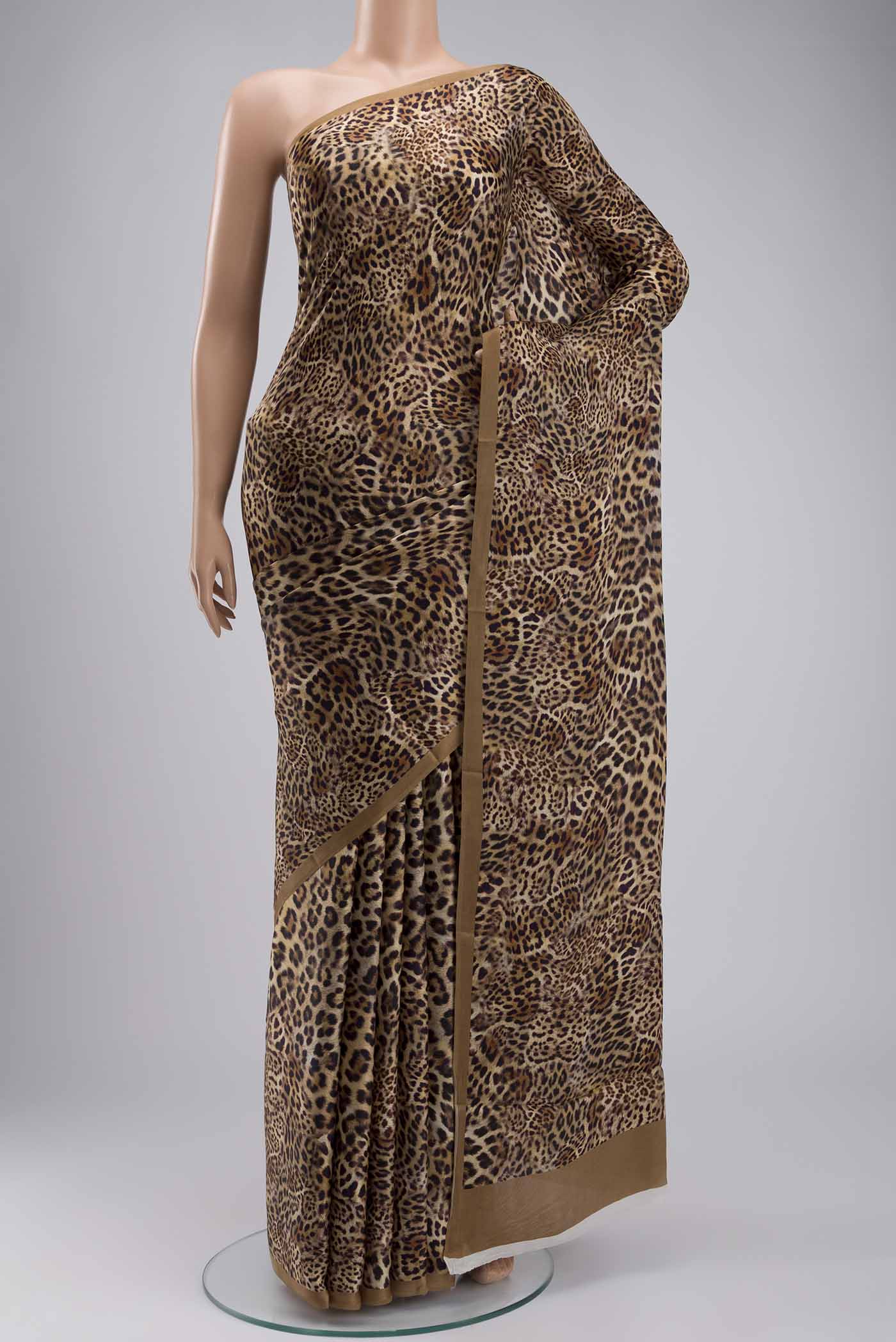 Brown Crepe Saree