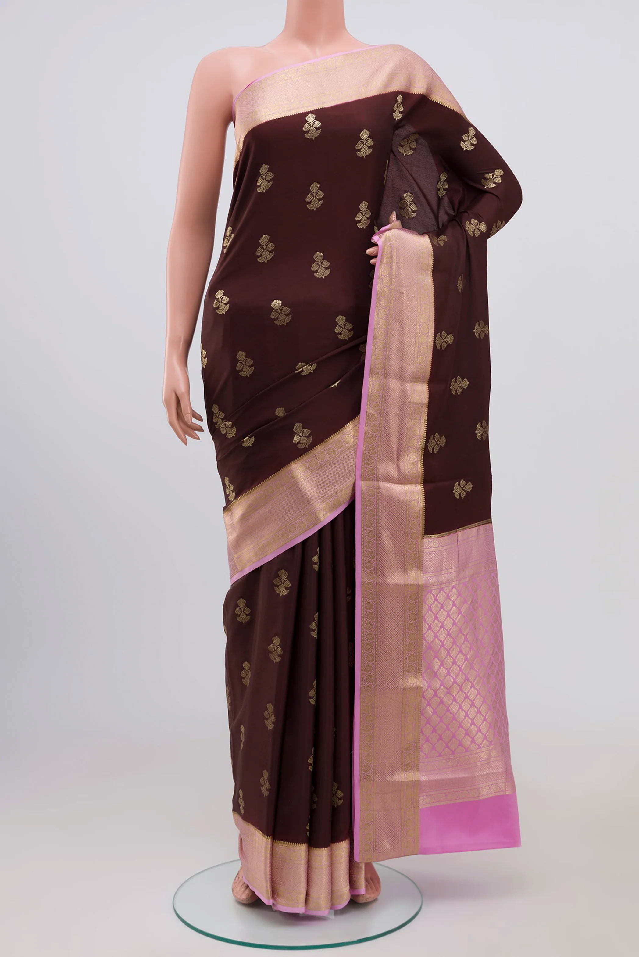 Coffee Brown Mysore Crepe Saree